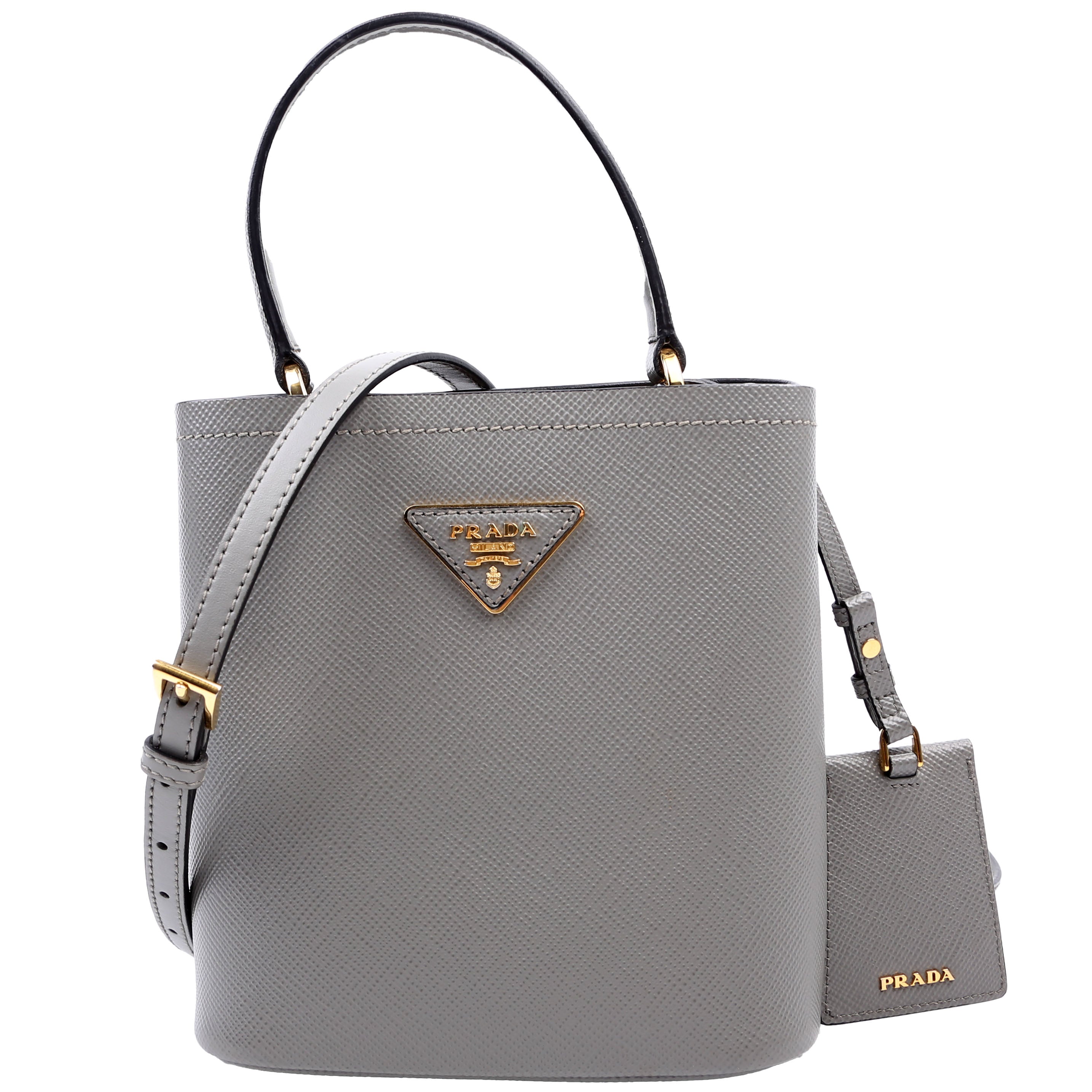 1BA217 Saffiano Cuir Small Panier Bag Grey