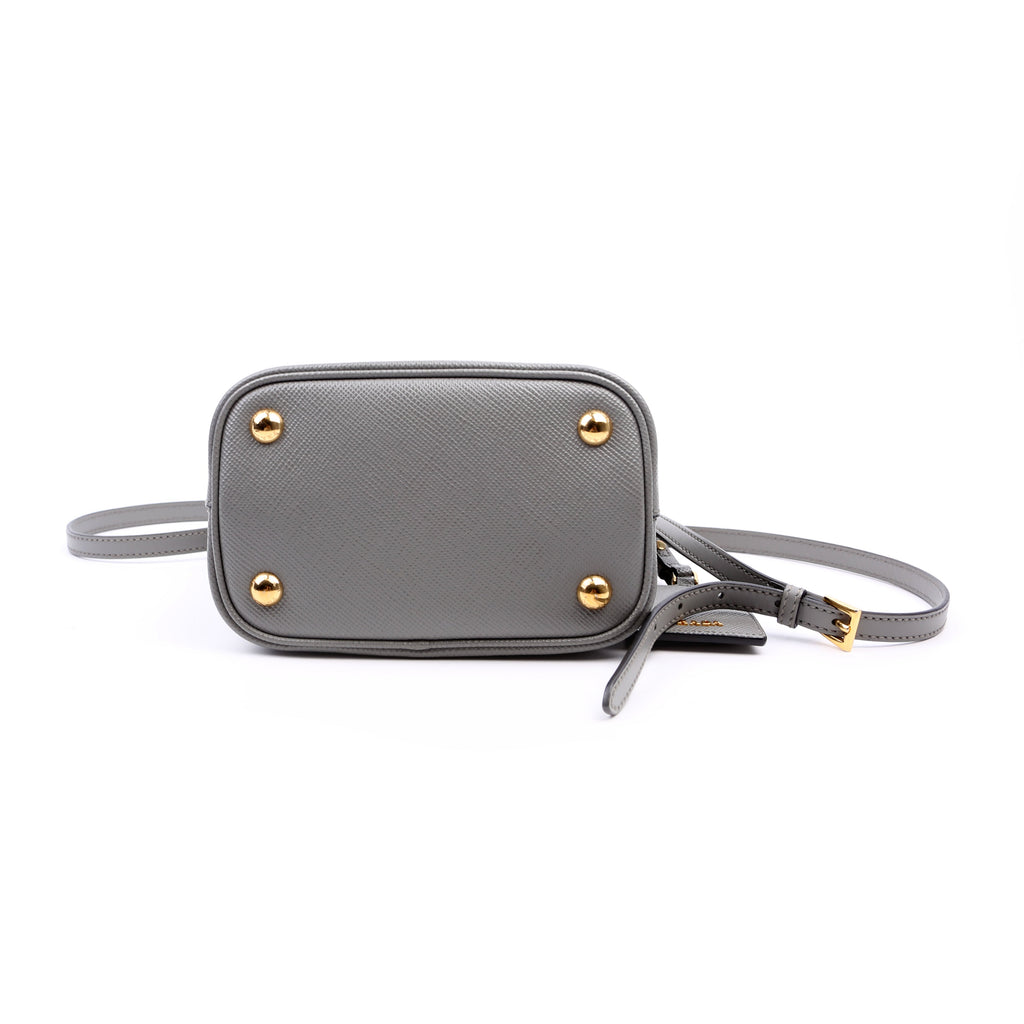 1BA217 Saffiano Cuir Small Panier Bag Grey
