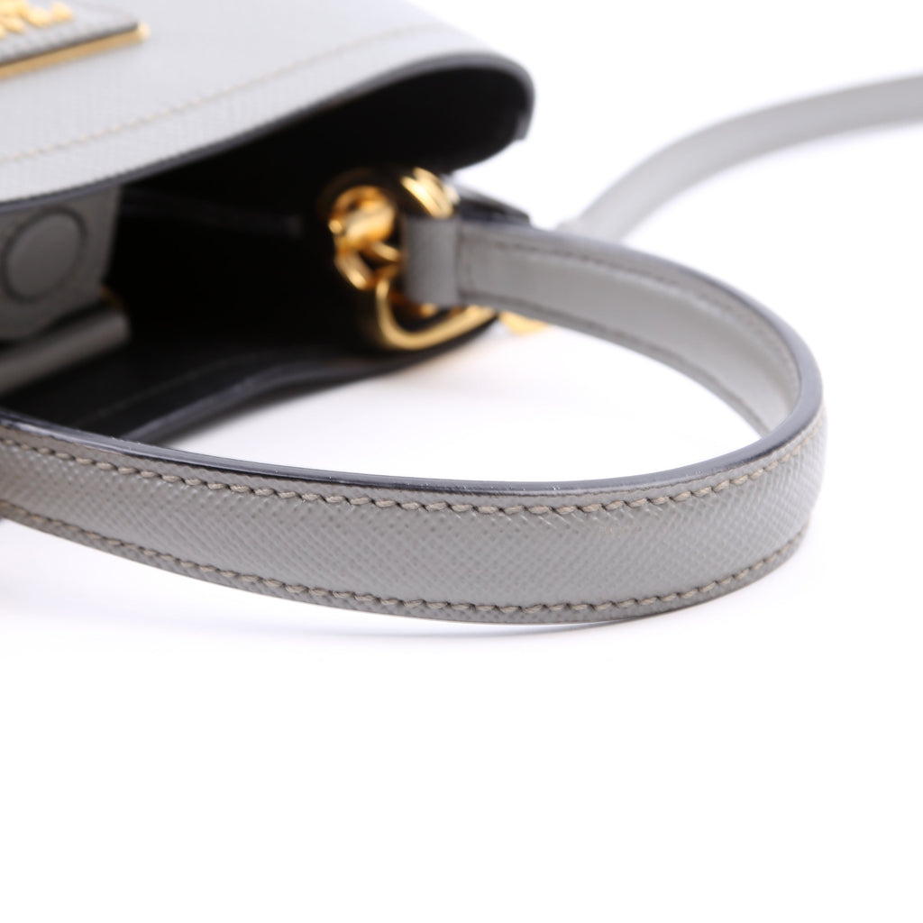 1BA217 Saffiano Cuir Small Panier Bag Grey