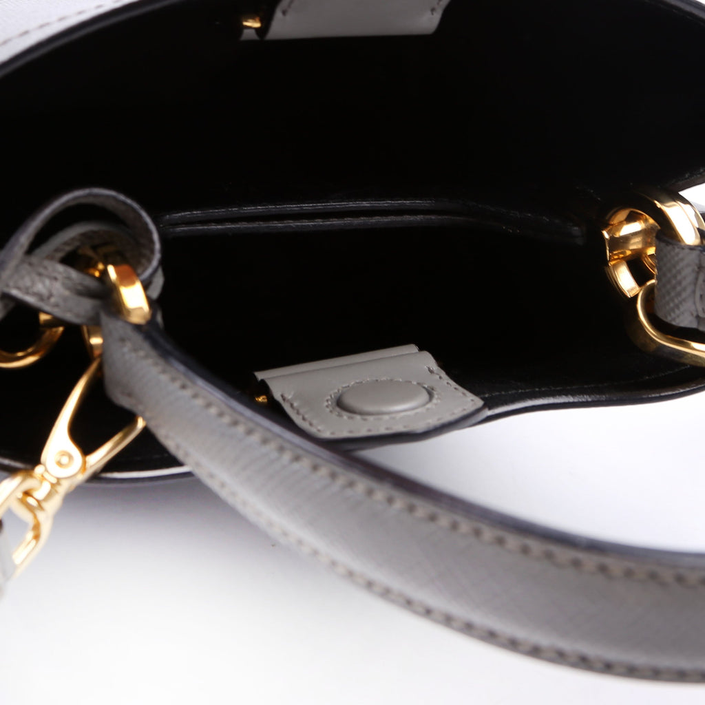 1BA217 Saffiano Cuir Small Panier Bag Grey