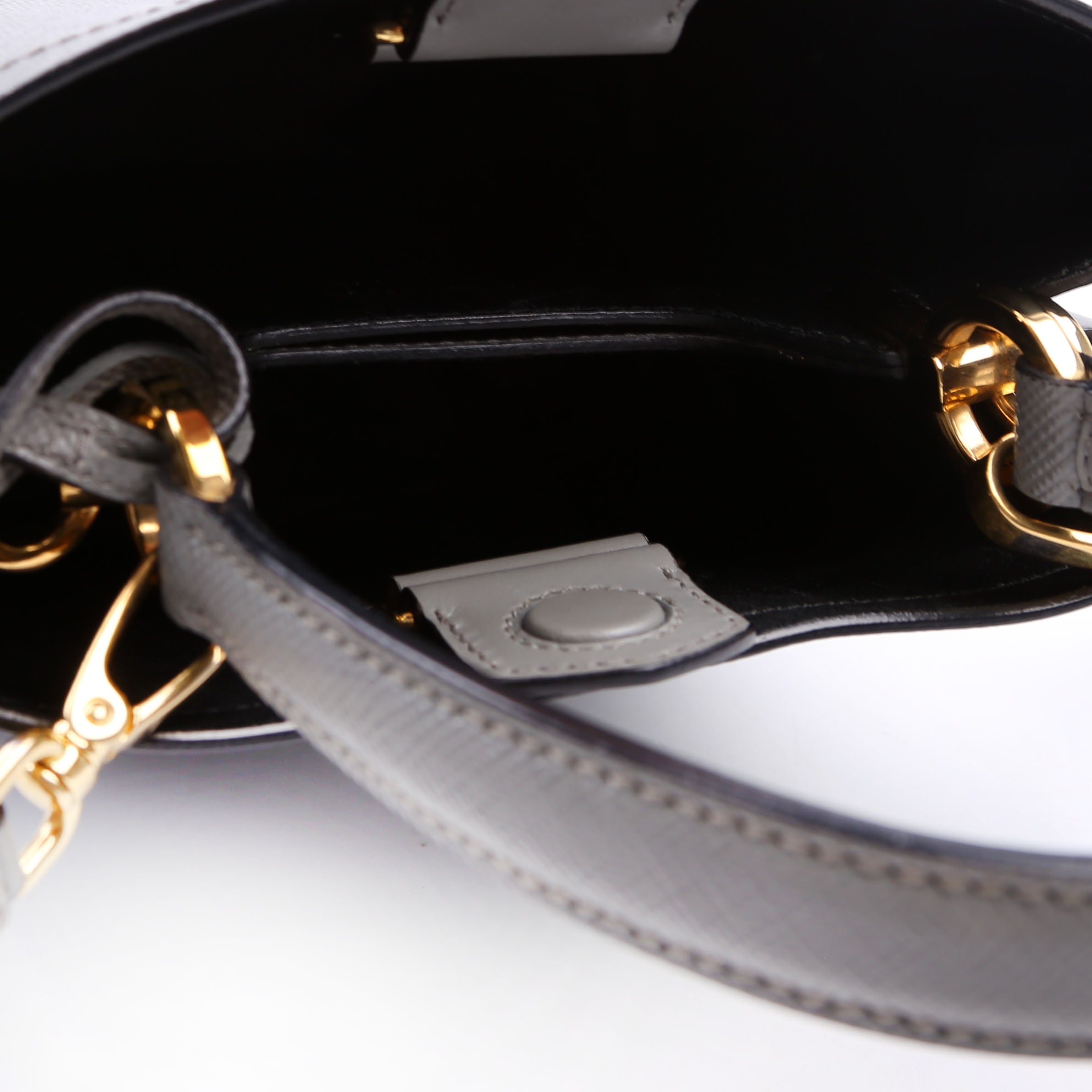 1BA217 Saffiano Cuir Small Panier Bag Grey