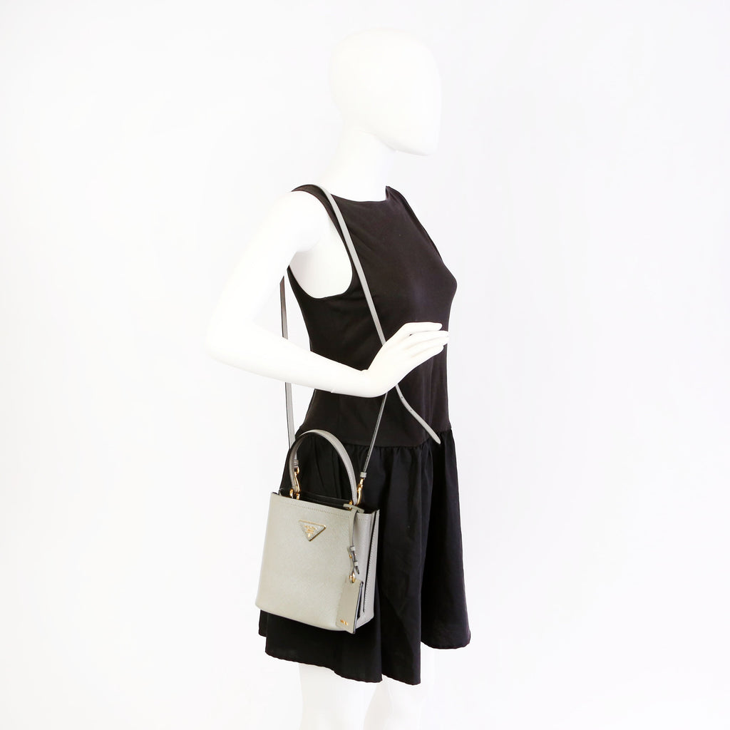 1BA217 Saffiano Cuir Small Panier Bag Grey