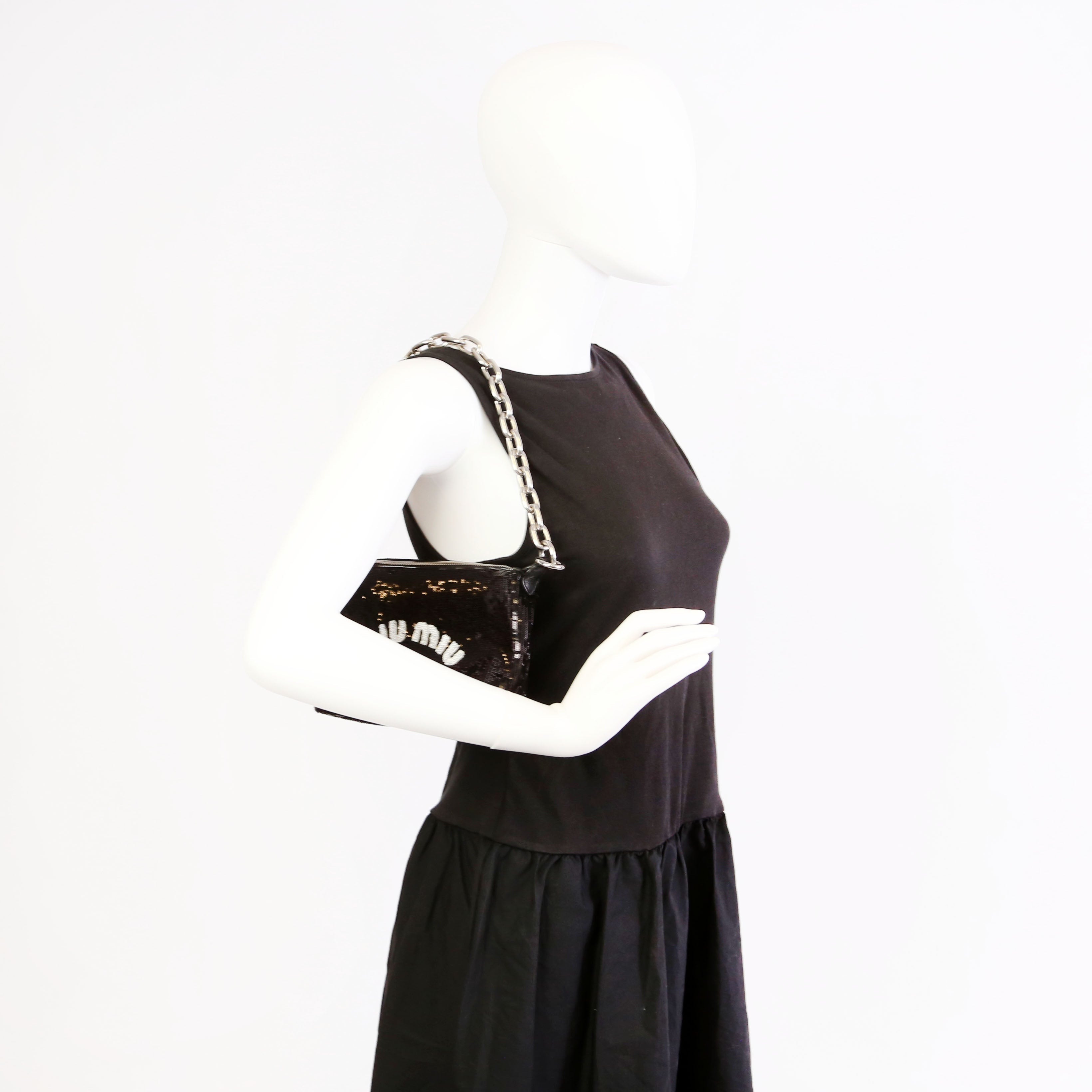 League Spirit Sequin Shoulder Bag Black/White