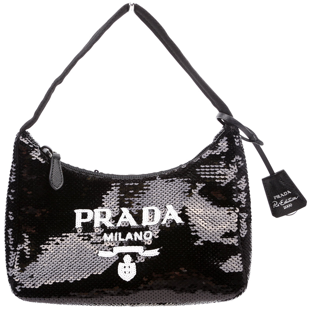 Prada Re-Edition 2000 Sequin Mini Bag Black/White