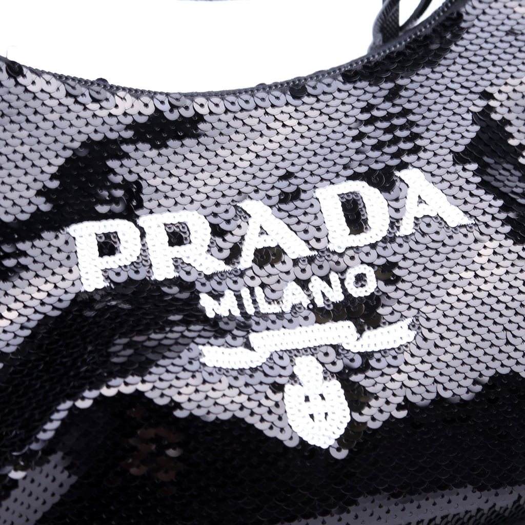 Prada Re-Edition 2000 Sequin Mini Bag Black/White