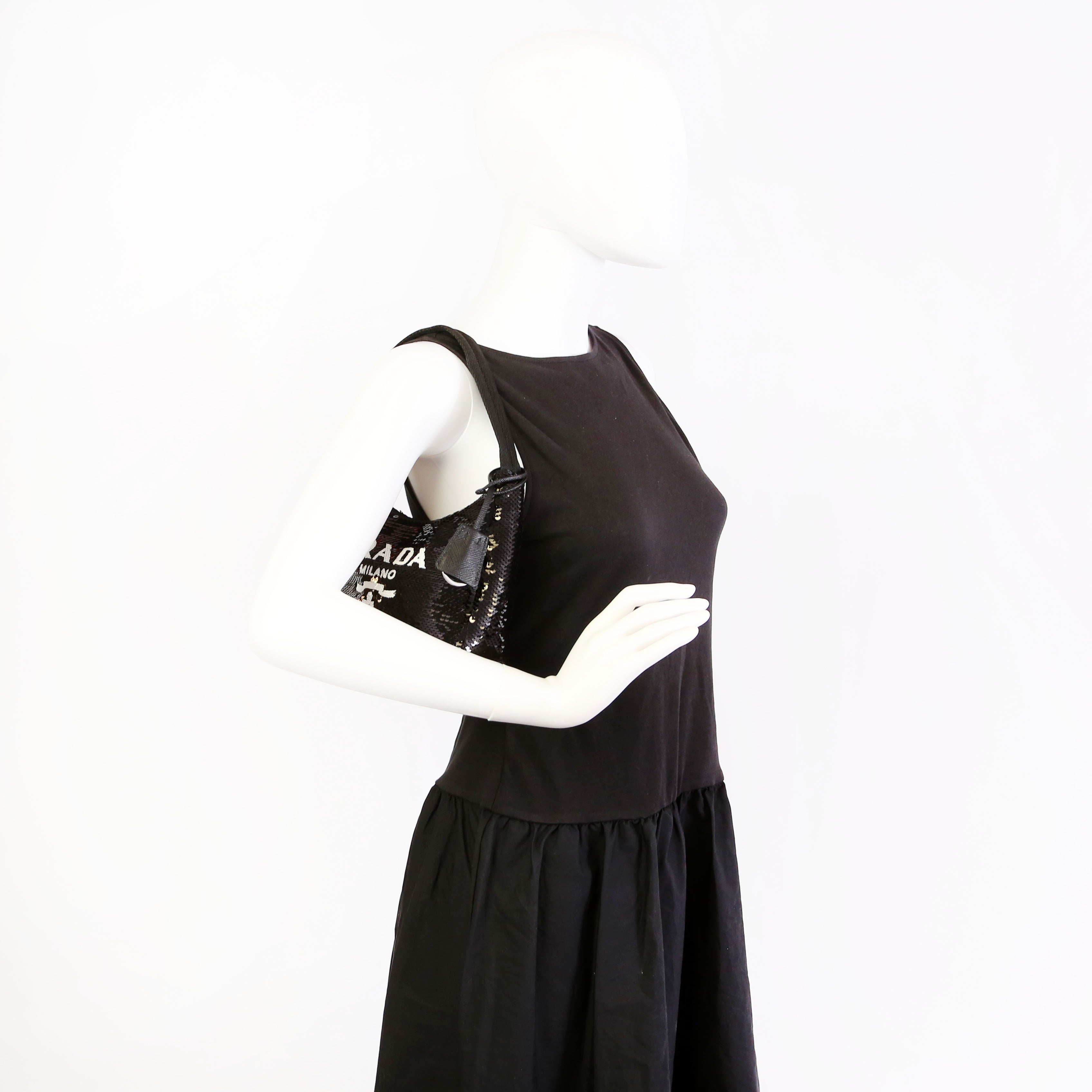Prada Re-Edition 2000 Sequin Mini Bag Black/White