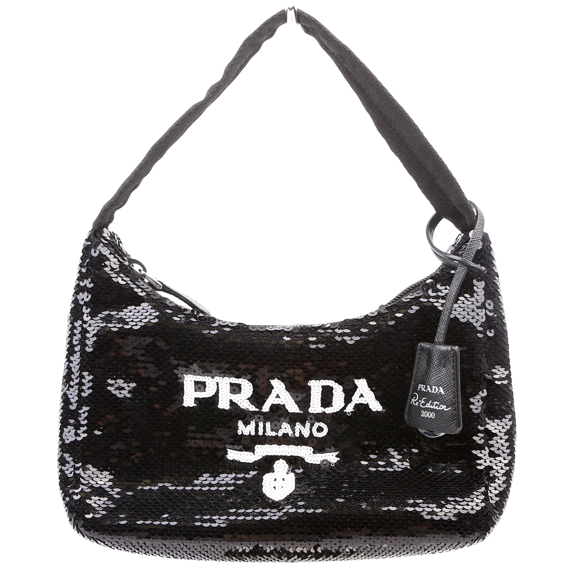 Prada Re-Edition 2000 Sequin Mini Bag Black/White