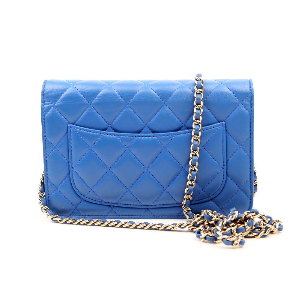 WOC Classic Quilted Lambskin Blue