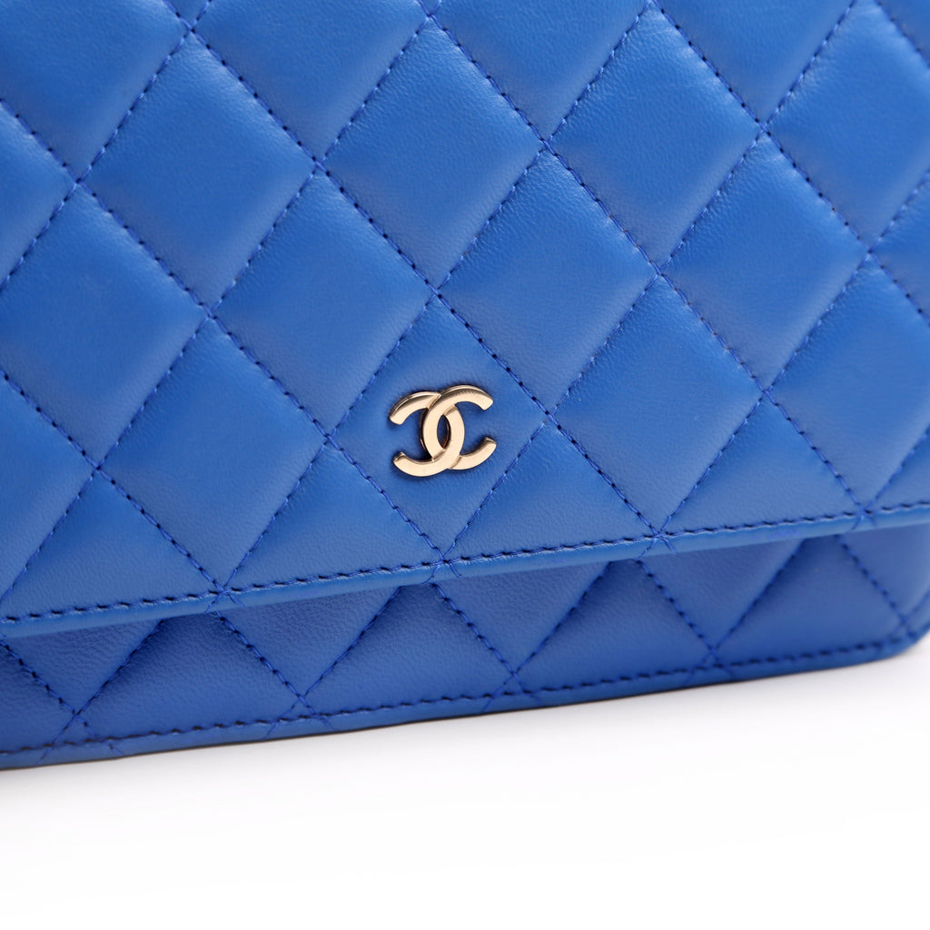 WOC Classic Quilted Lambskin Blue