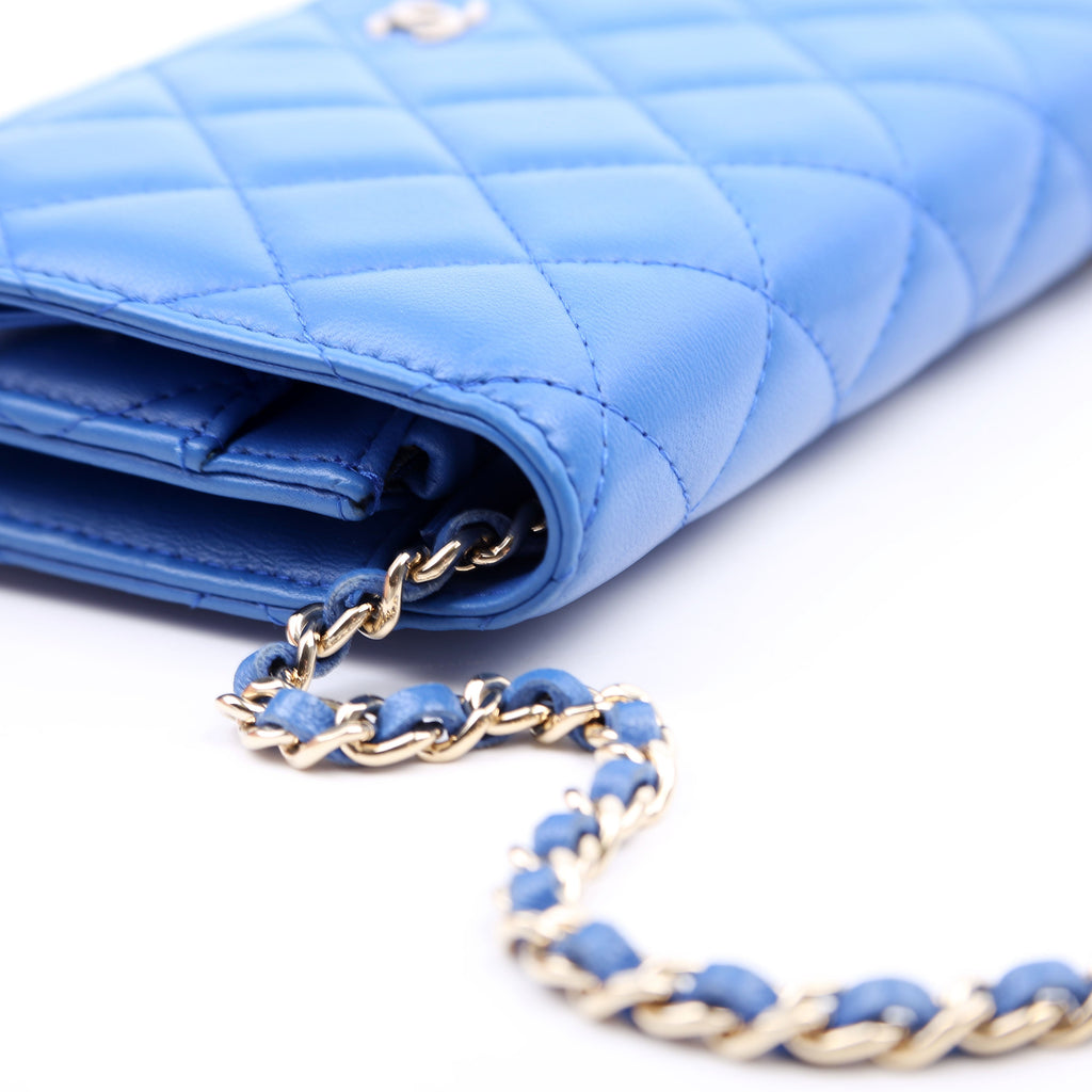 WOC Classic Quilted Lambskin Blue