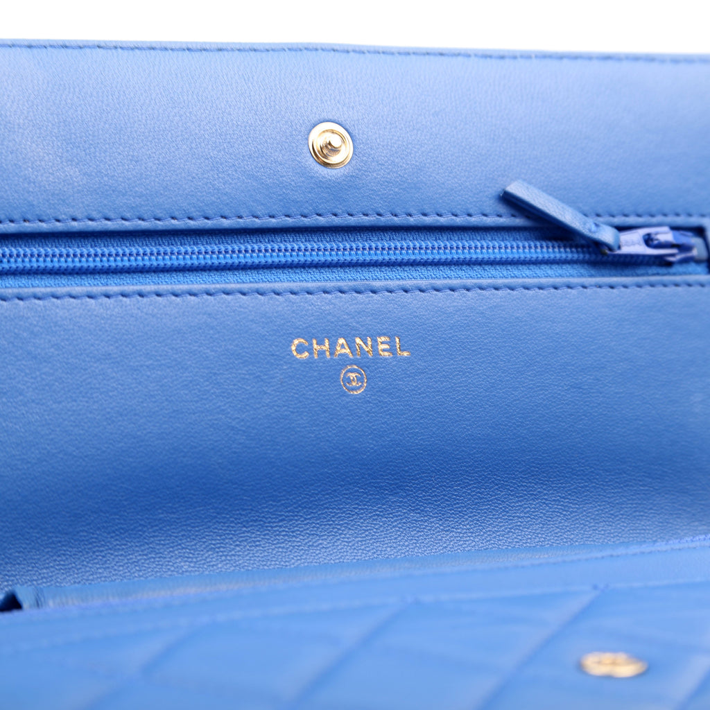 WOC Classic Quilted Lambskin Blue