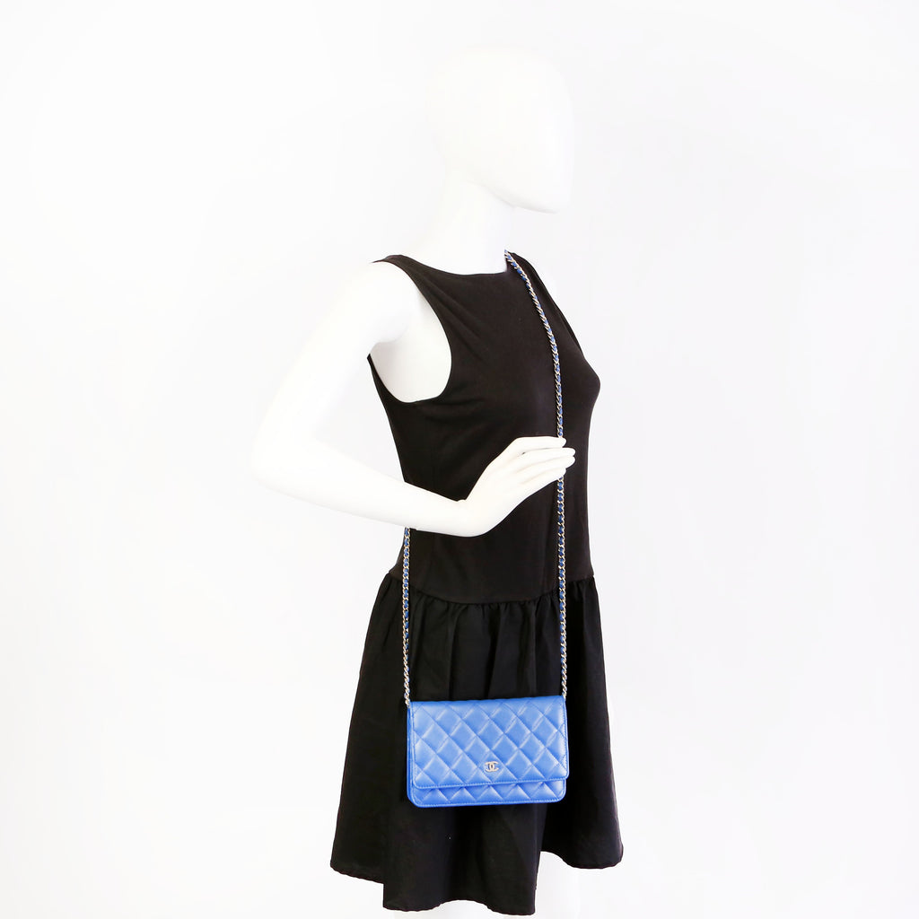 WOC Classic Quilted Lambskin Blue