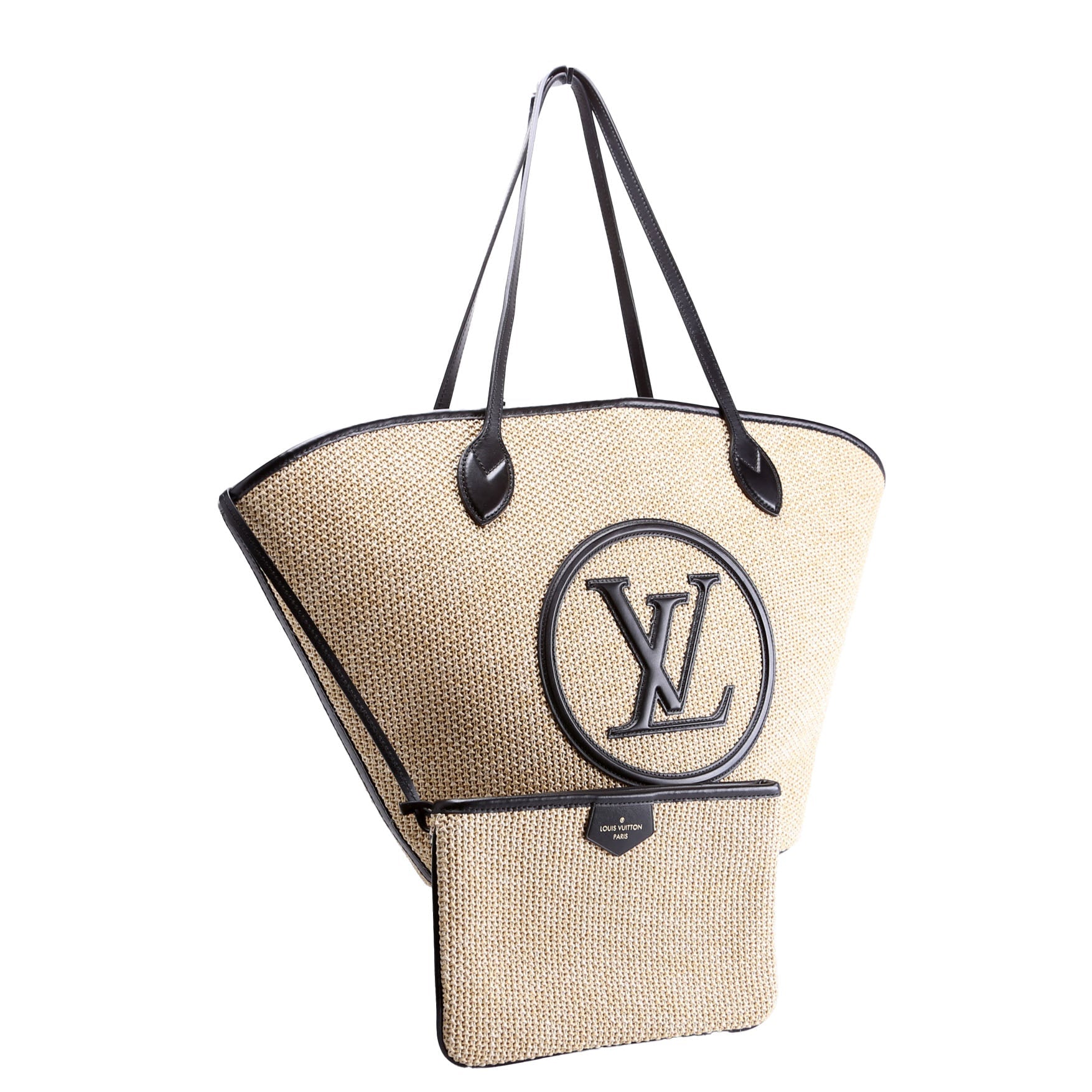 Saint Jacques Raffia Tote Tan/Black