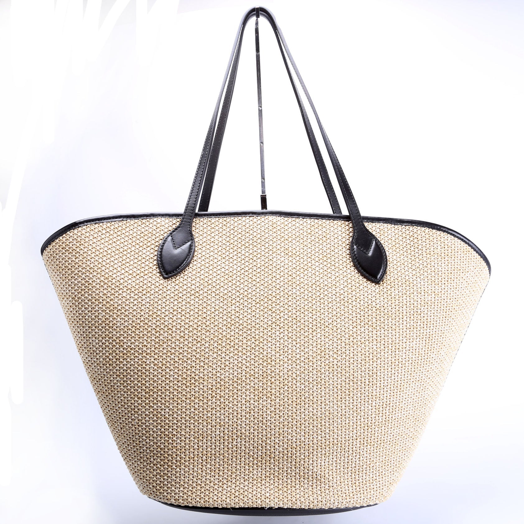 Saint Jacques Raffia Tote Tan/Black