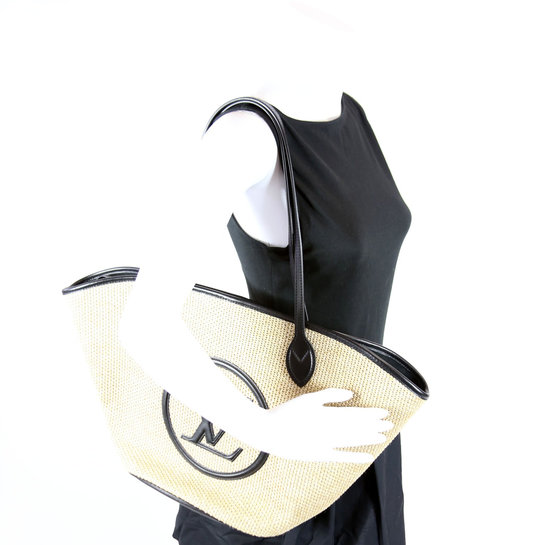 Saint Jacques Raffia Tote Tan/Black