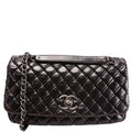 New Bubble Small Flap Bag Iridescent Calfskin 17M Black