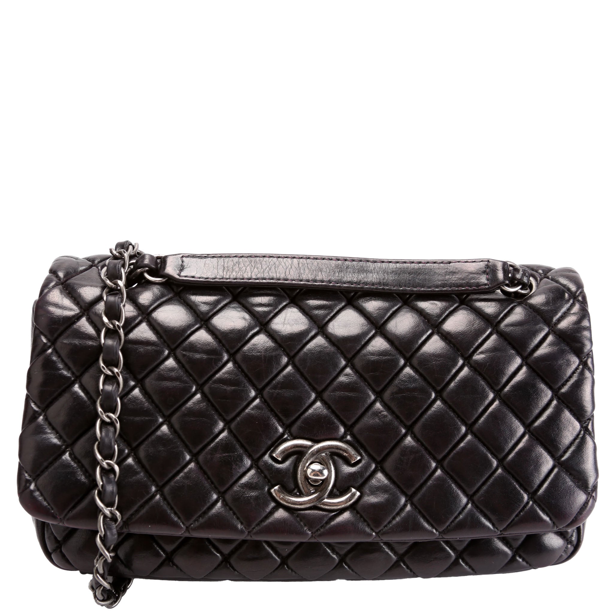 New Bubble Small Flap Bag Iridescent Calfskin 17M Black