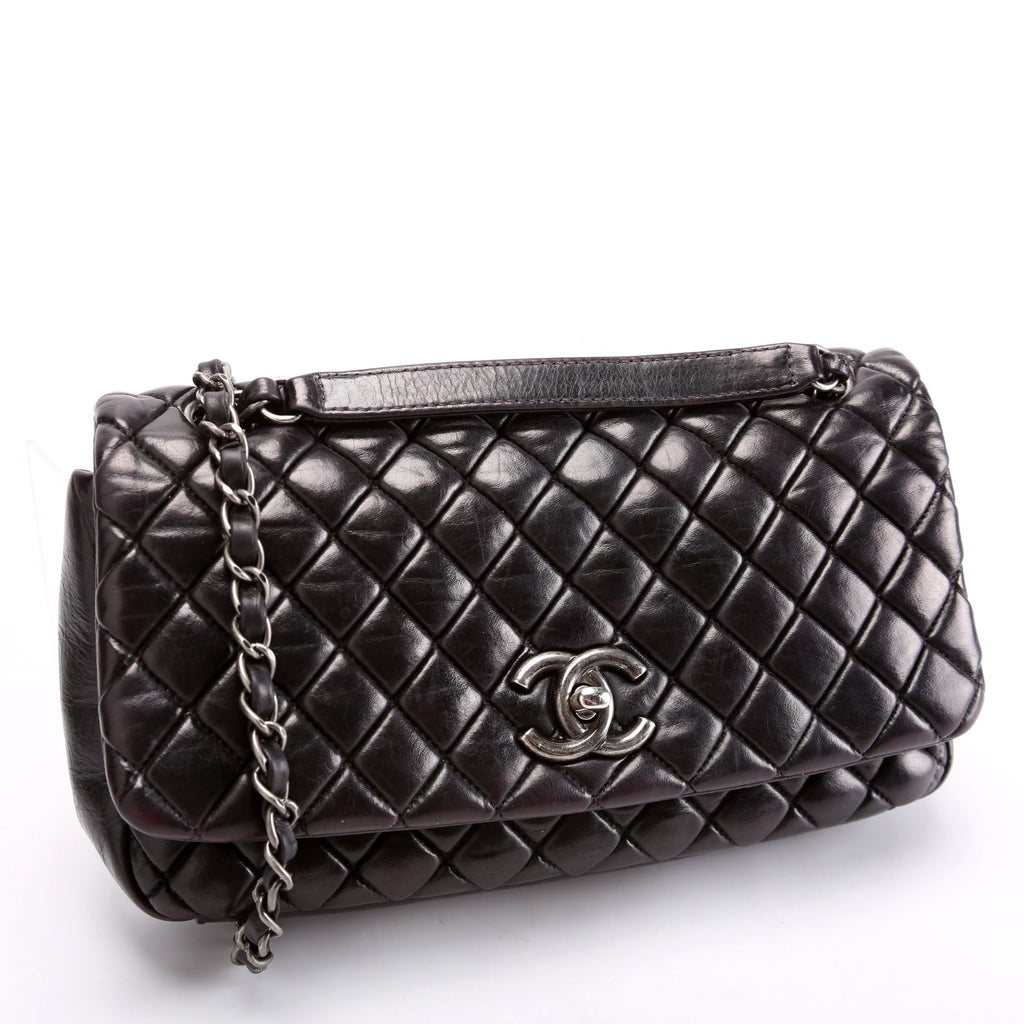 New Bubble Small Flap Bag Iridescent Calfskin 17M Black