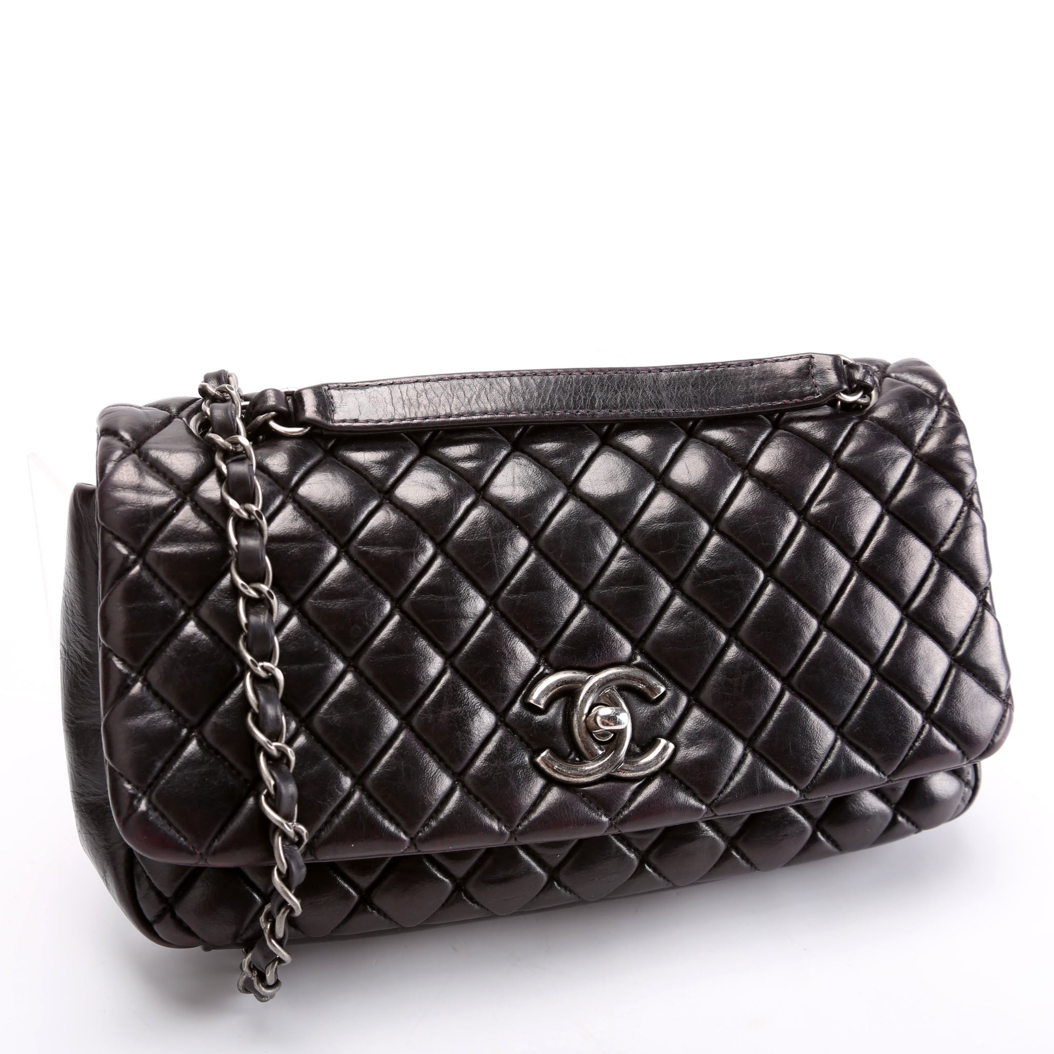 New Bubble Small Flap Bag Iridescent Calfskin 17M Black