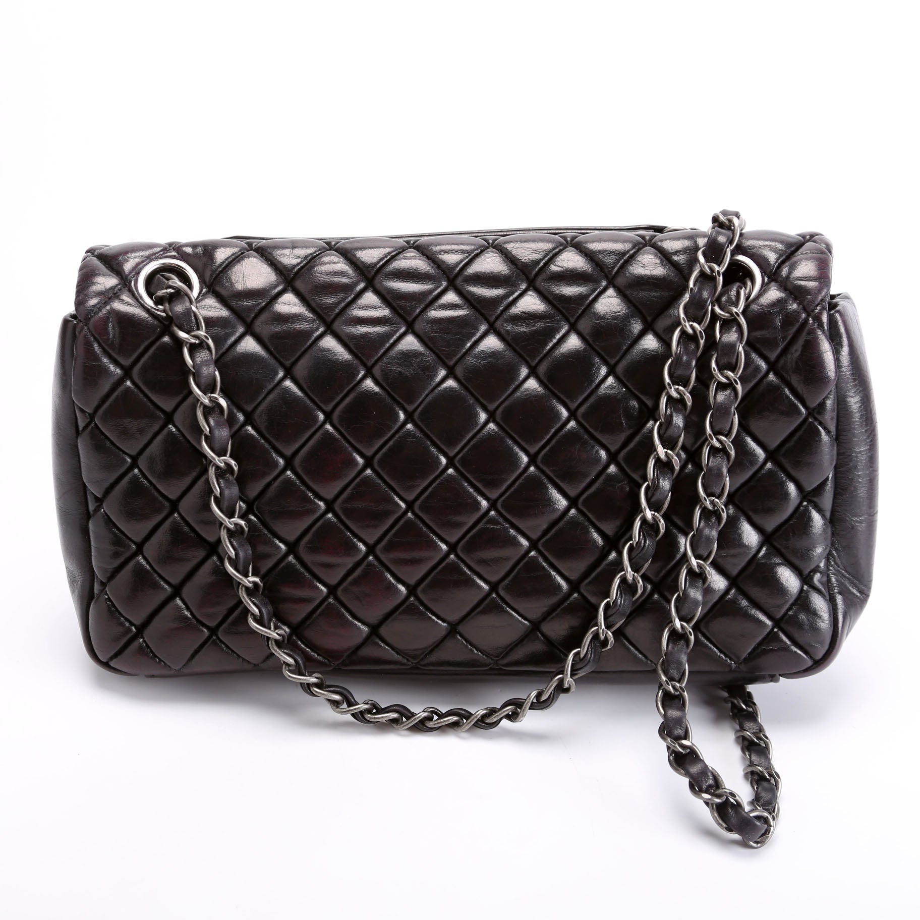 New Bubble Small Flap Bag Iridescent Calfskin 17M Black