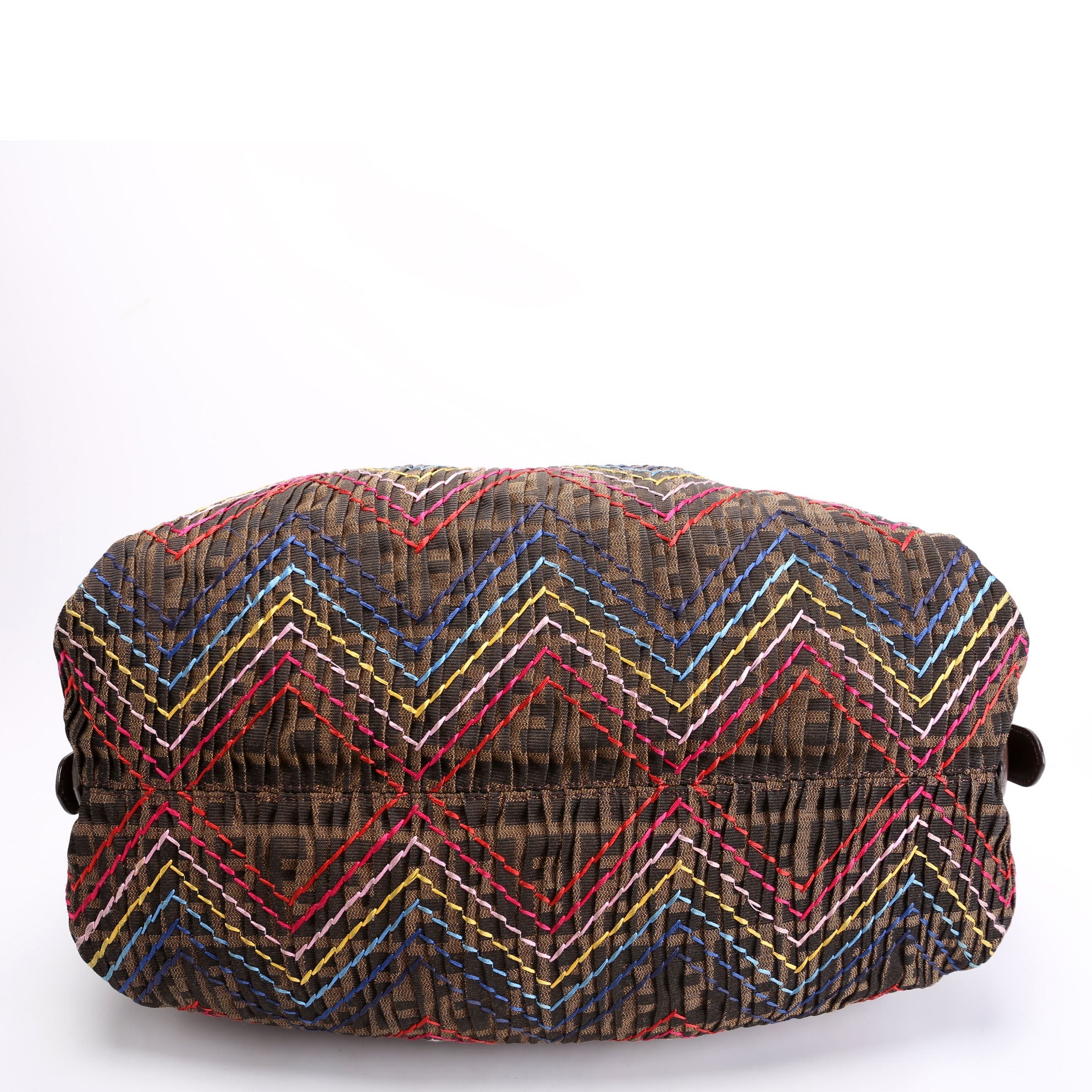 8BR579 Pleated Zucca Embroidered Doctor B Hobo Brown/Multicolor
