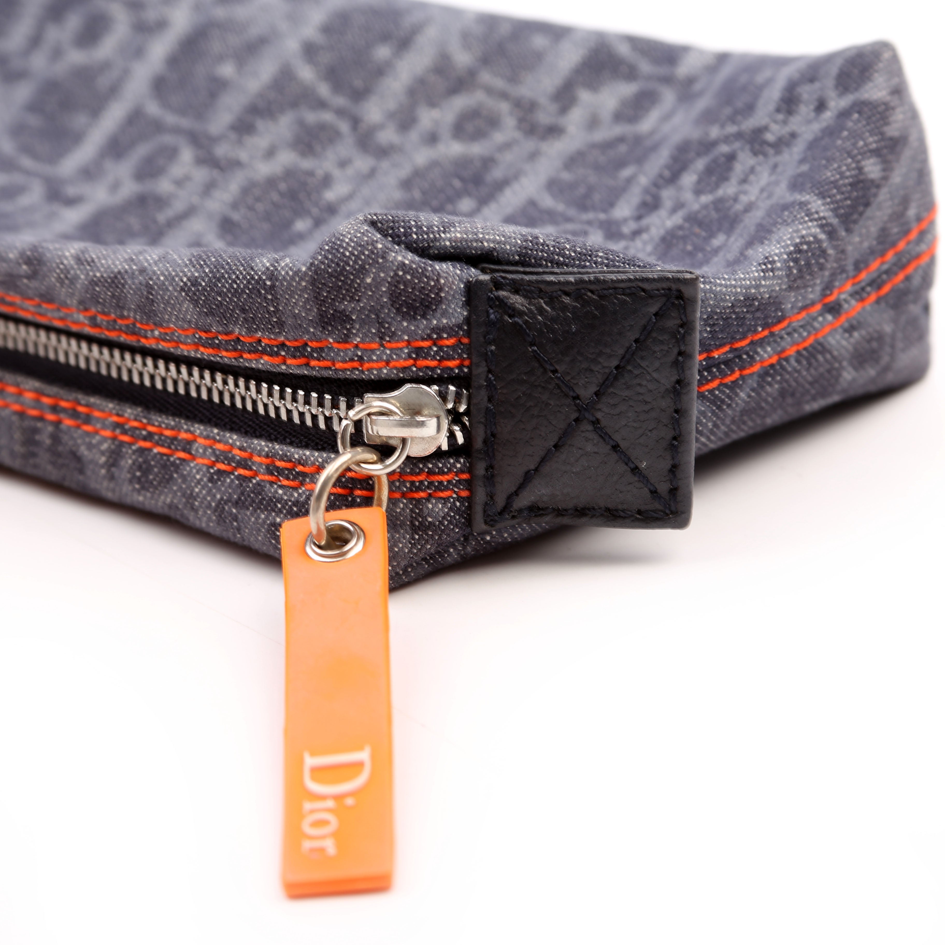 Flight Trotter Cosmetic Pouch Denim Monogram Blue