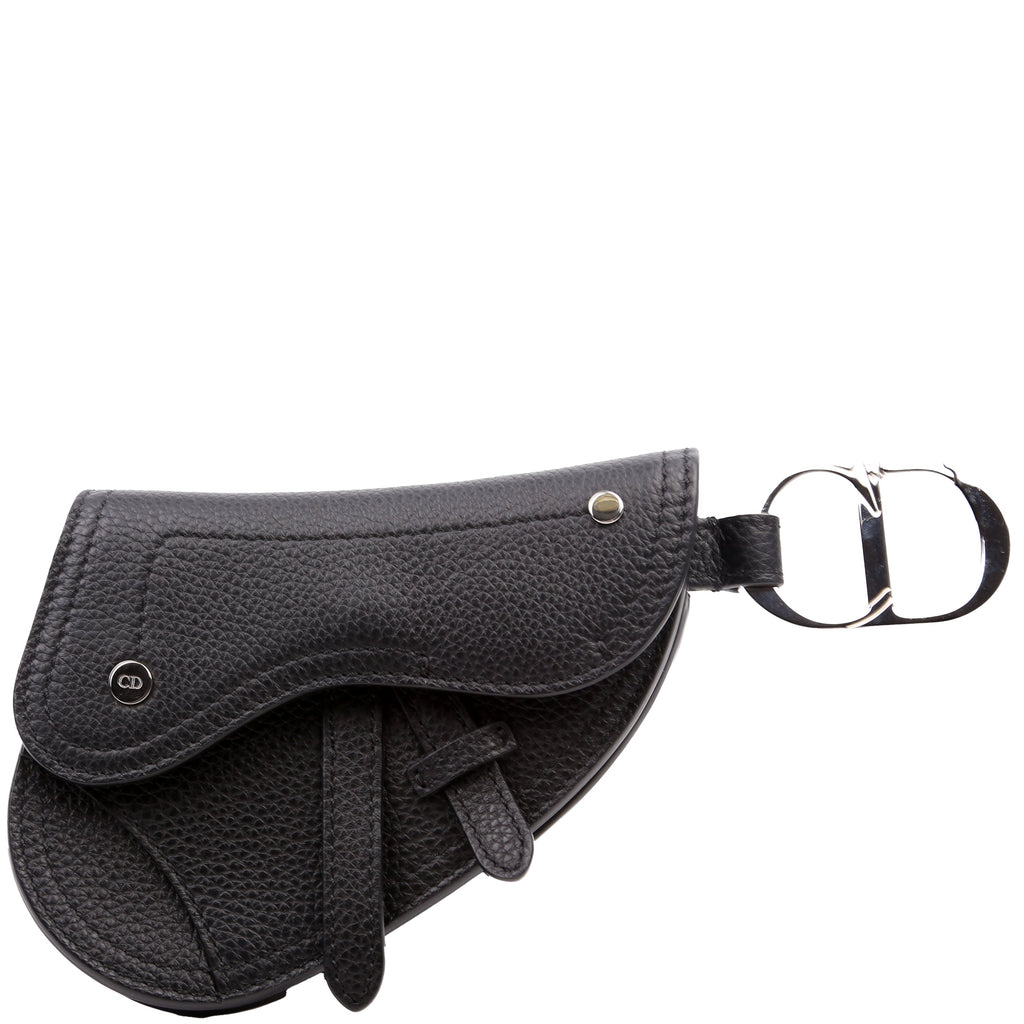 Saddle Key Pouch Grained Calfskin Black