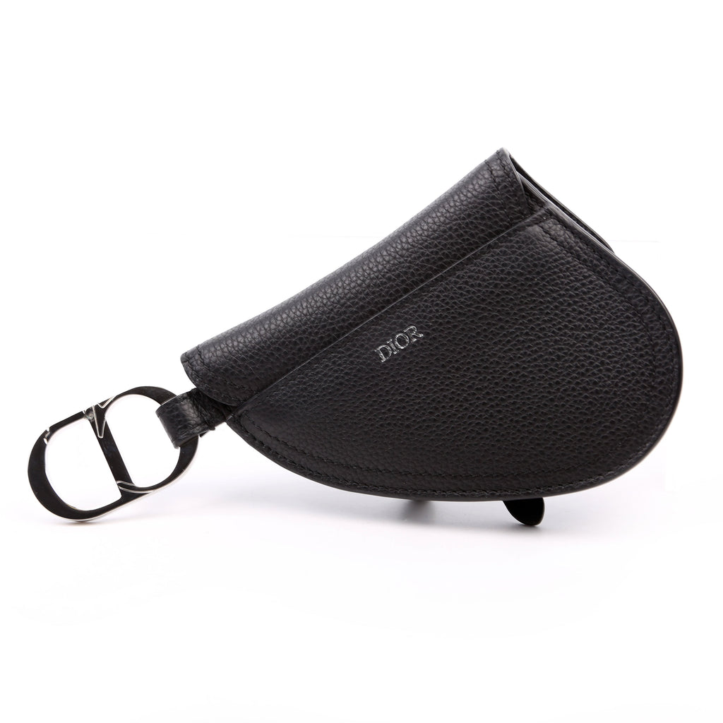 Saddle Key Pouch Grained Calfskin Black