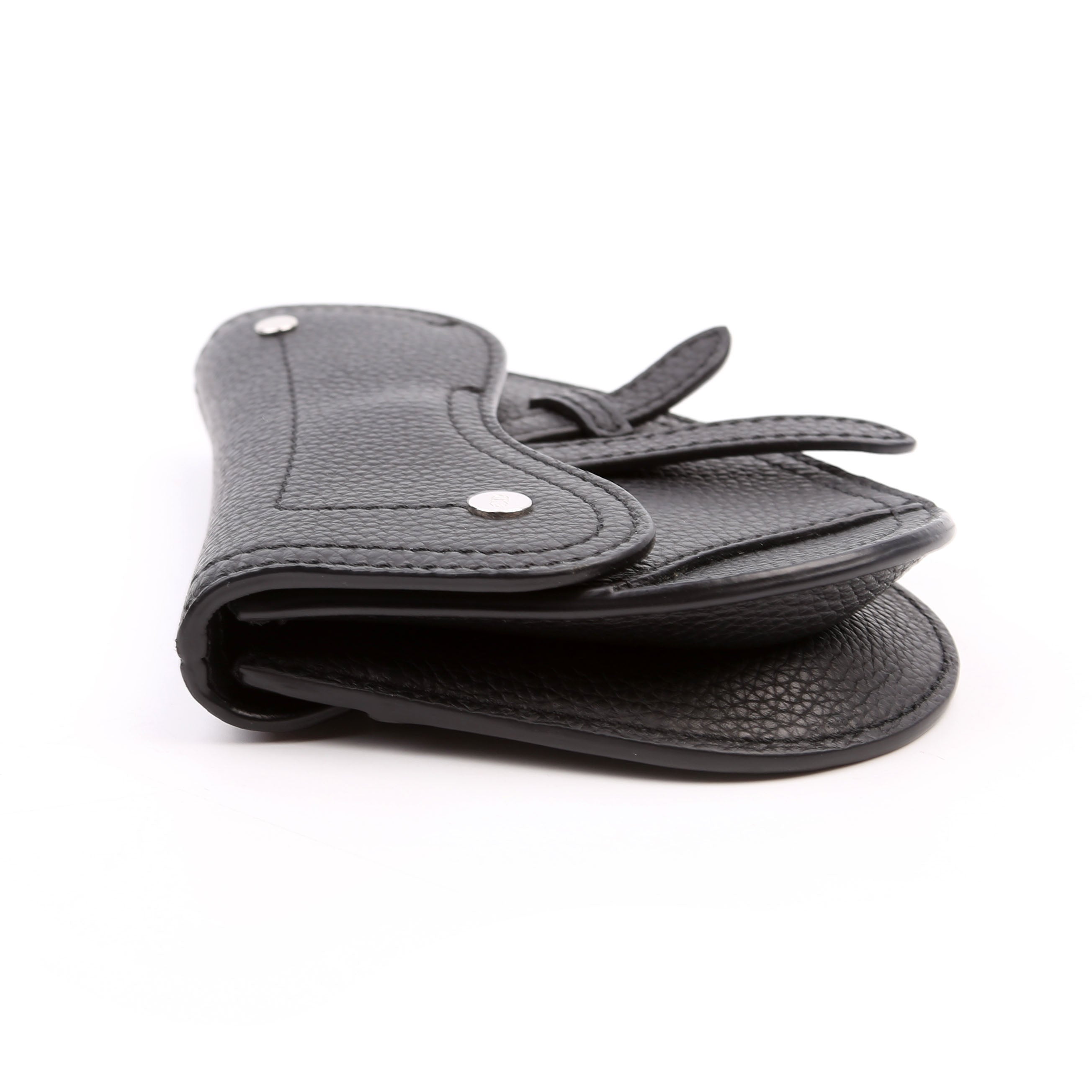 Saddle Key Pouch Grained Calfskin Black