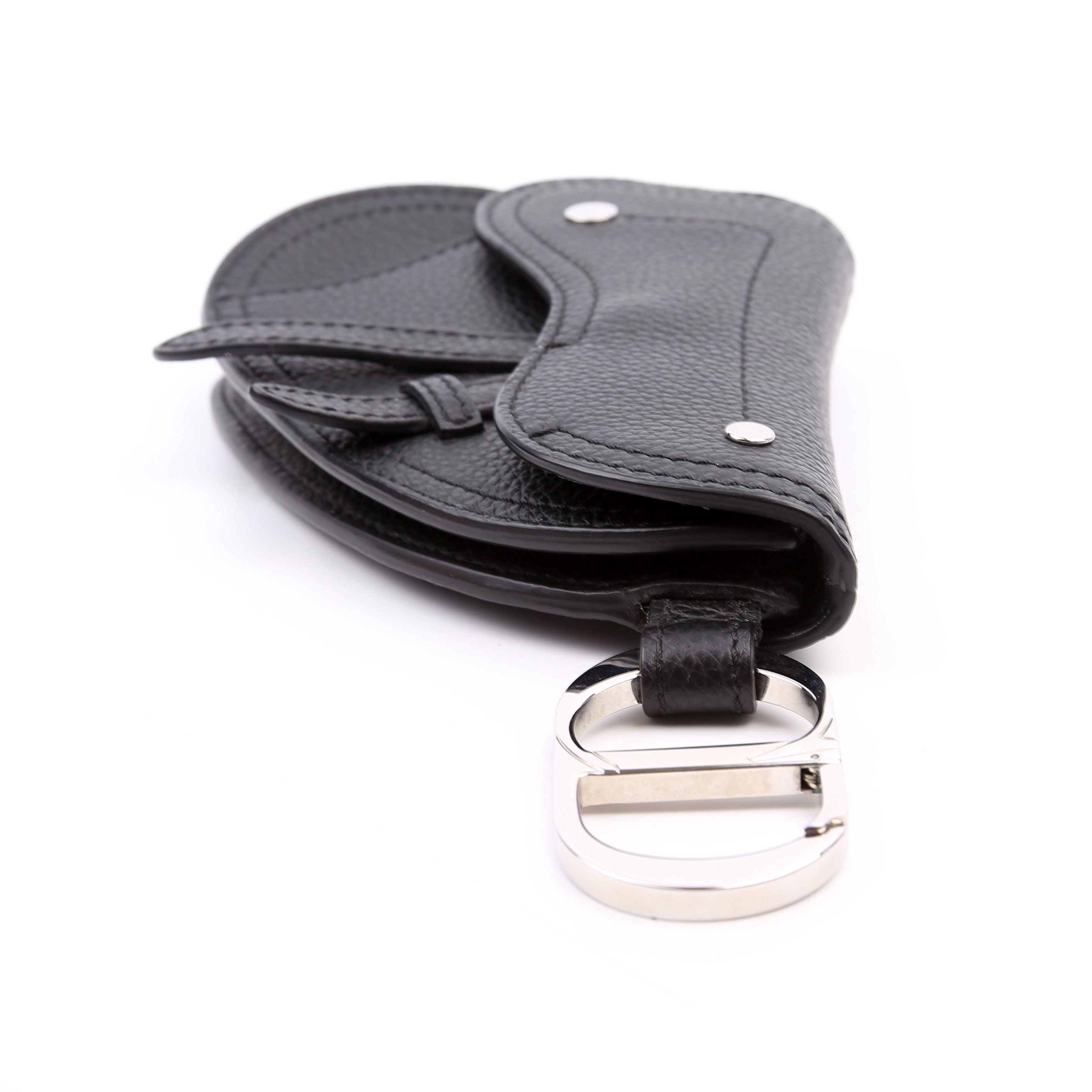 Saddle Key Pouch Grained Calfskin Black