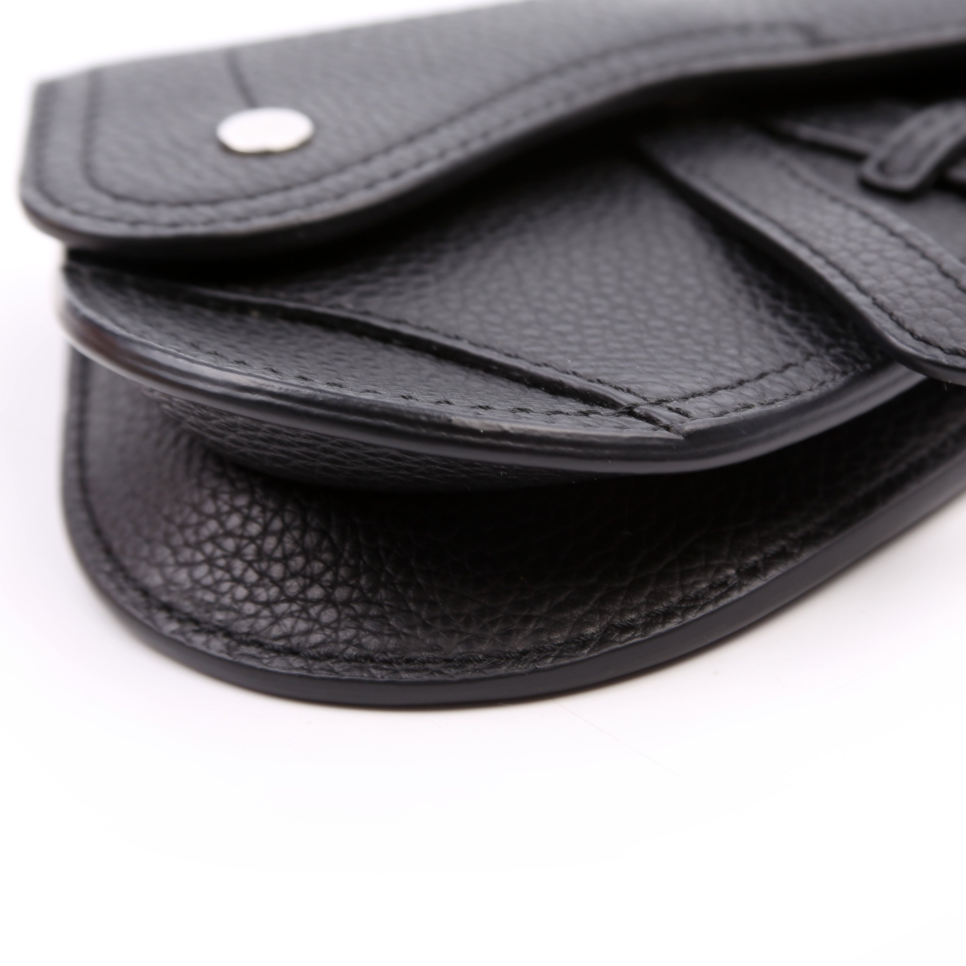 Saddle Key Pouch Grained Calfskin Black