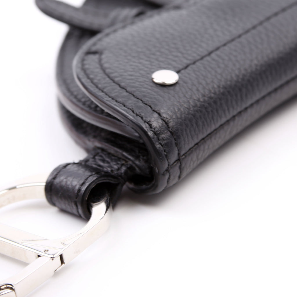 Saddle Key Pouch Grained Calfskin Black