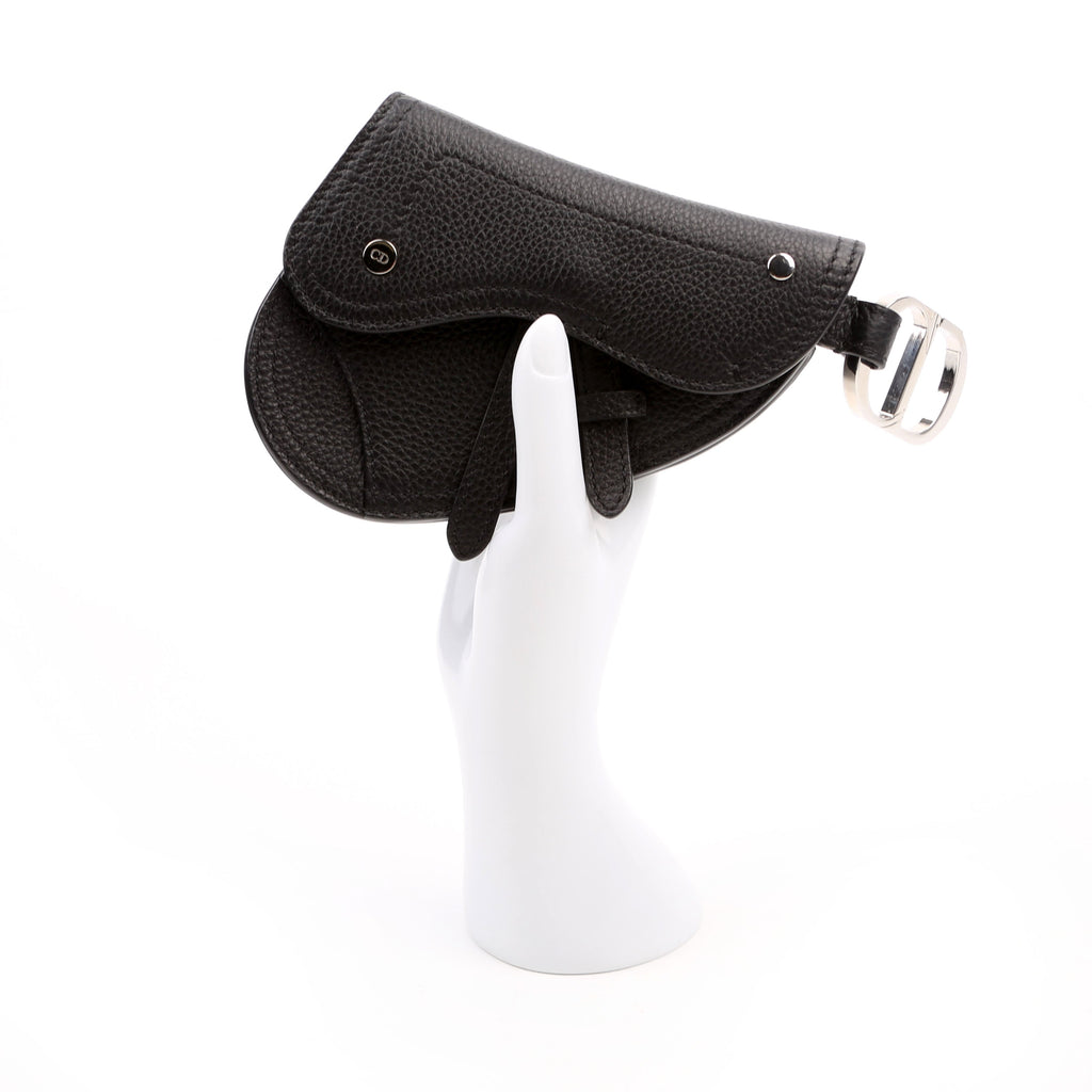 Saddle Key Pouch Grained Calfskin Black