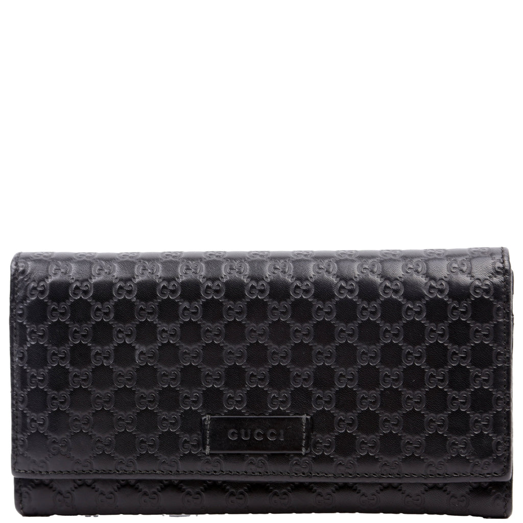 449396 Microguccissima Continental Flap Wallet Black