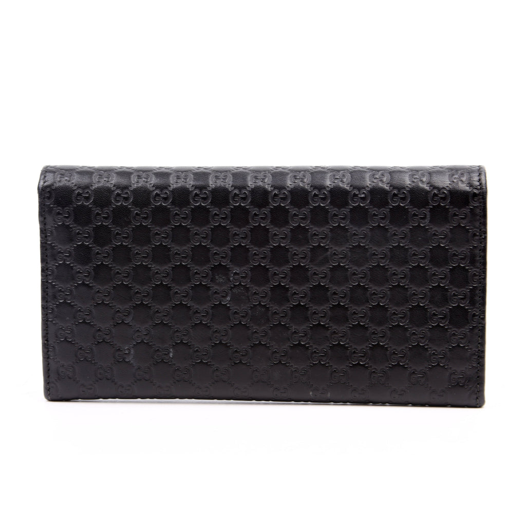 449396 Microguccissima Continental Flap Wallet Black