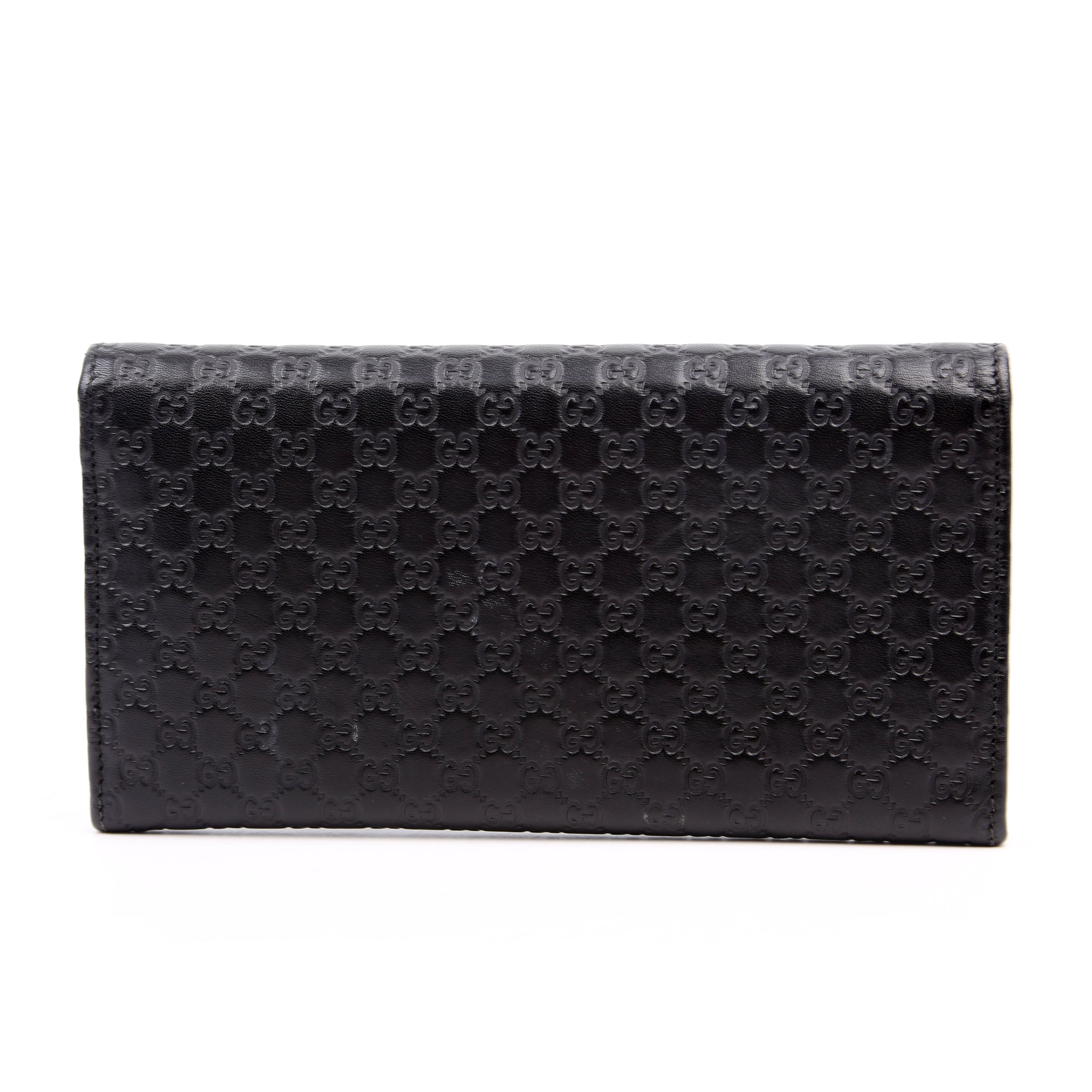 449396 Microguccissima Continental Flap Wallet Black