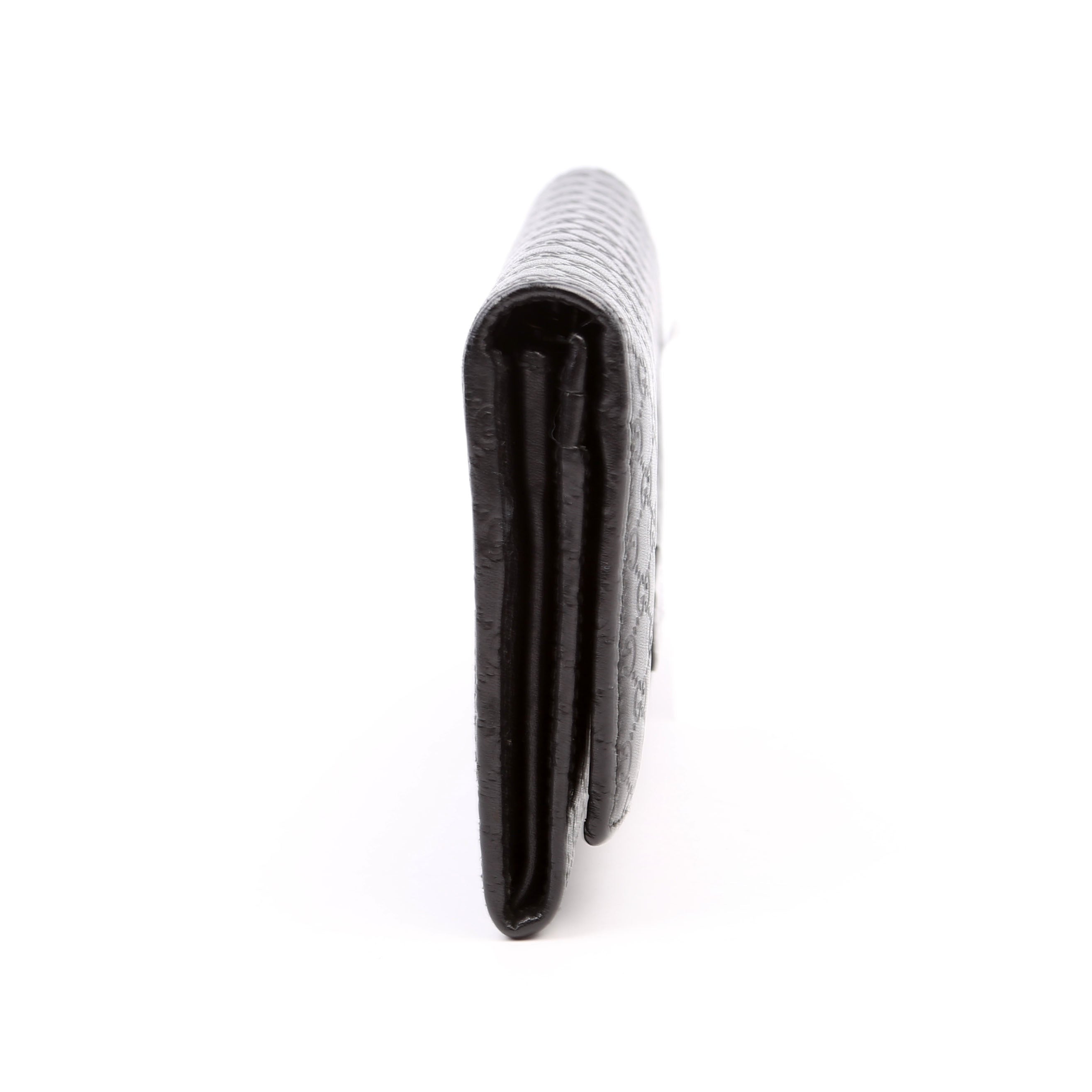 449396 Microguccissima Continental Flap Wallet Black