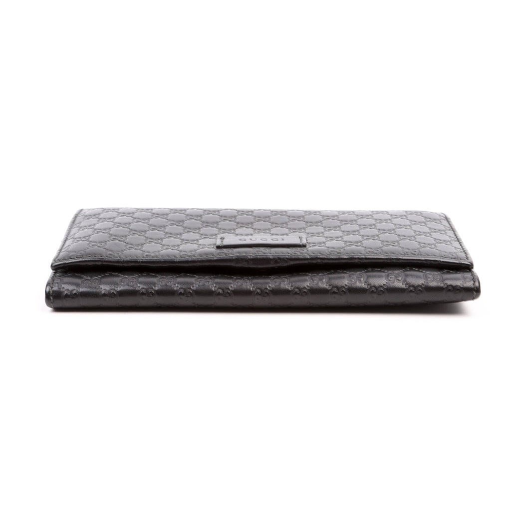 449396 Microguccissima Continental Flap Wallet Black
