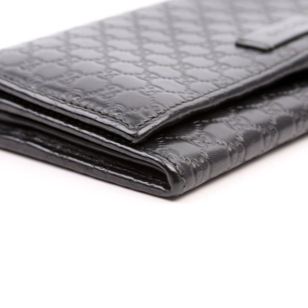 449396 Microguccissima Continental Flap Wallet Black