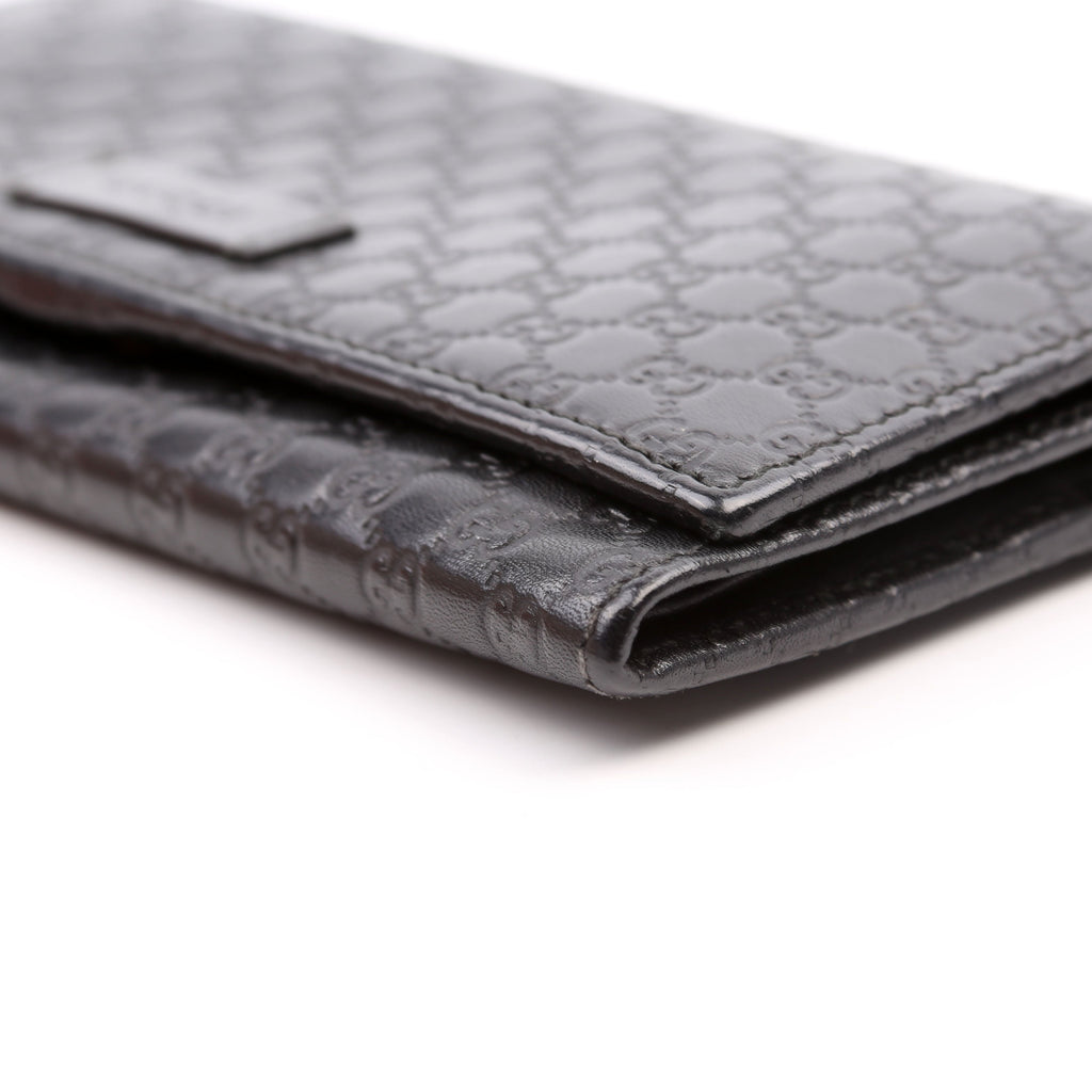 449396 Microguccissima Continental Flap Wallet Black