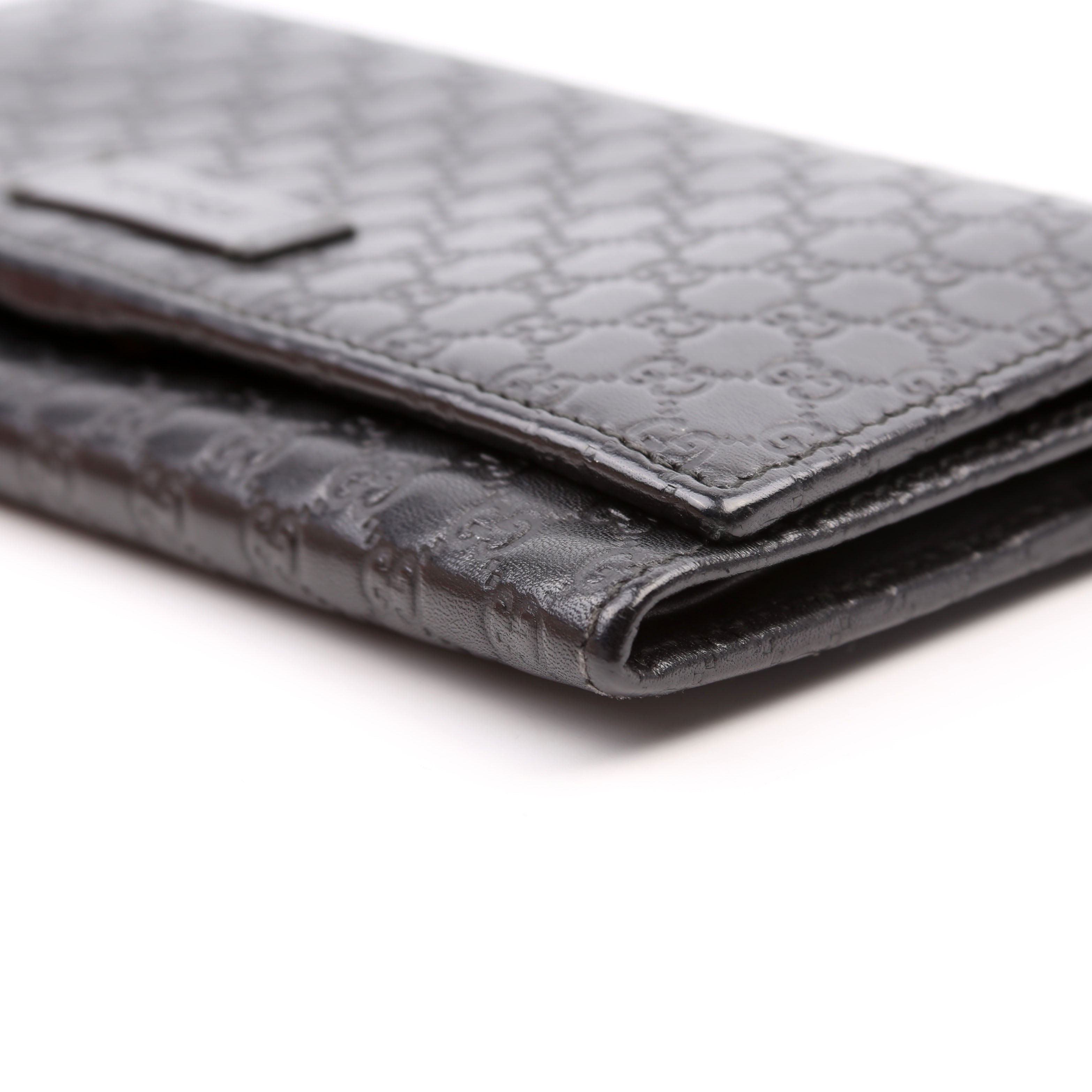 449396 Microguccissima Continental Flap Wallet Black