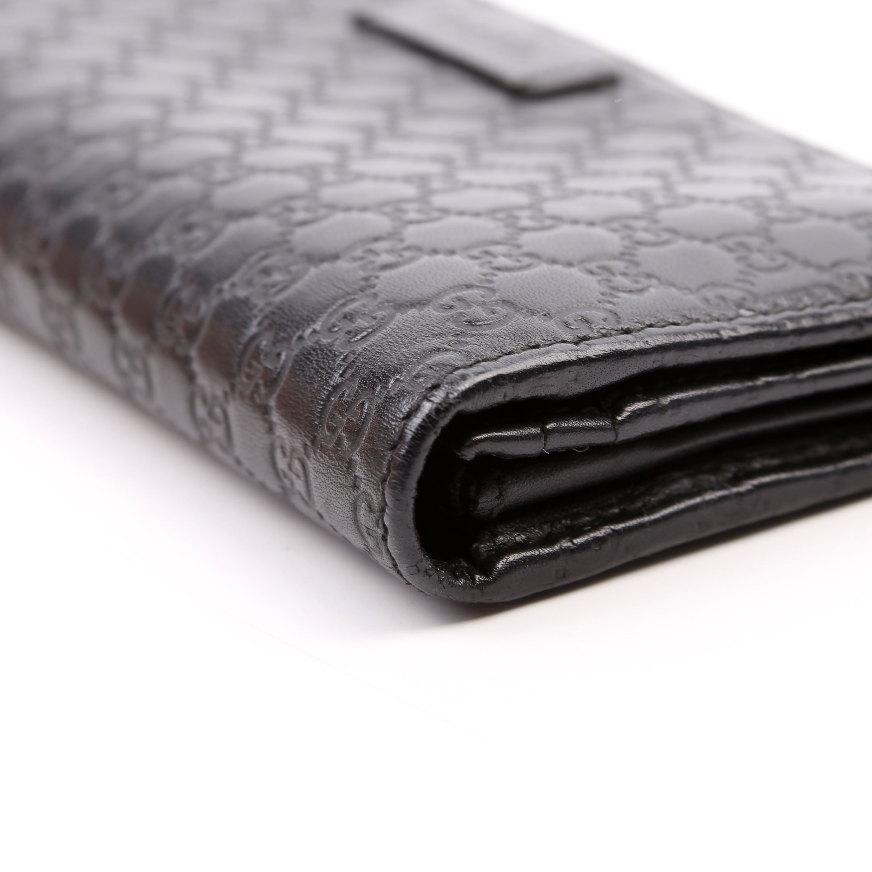 449396 Microguccissima Continental Flap Wallet Black