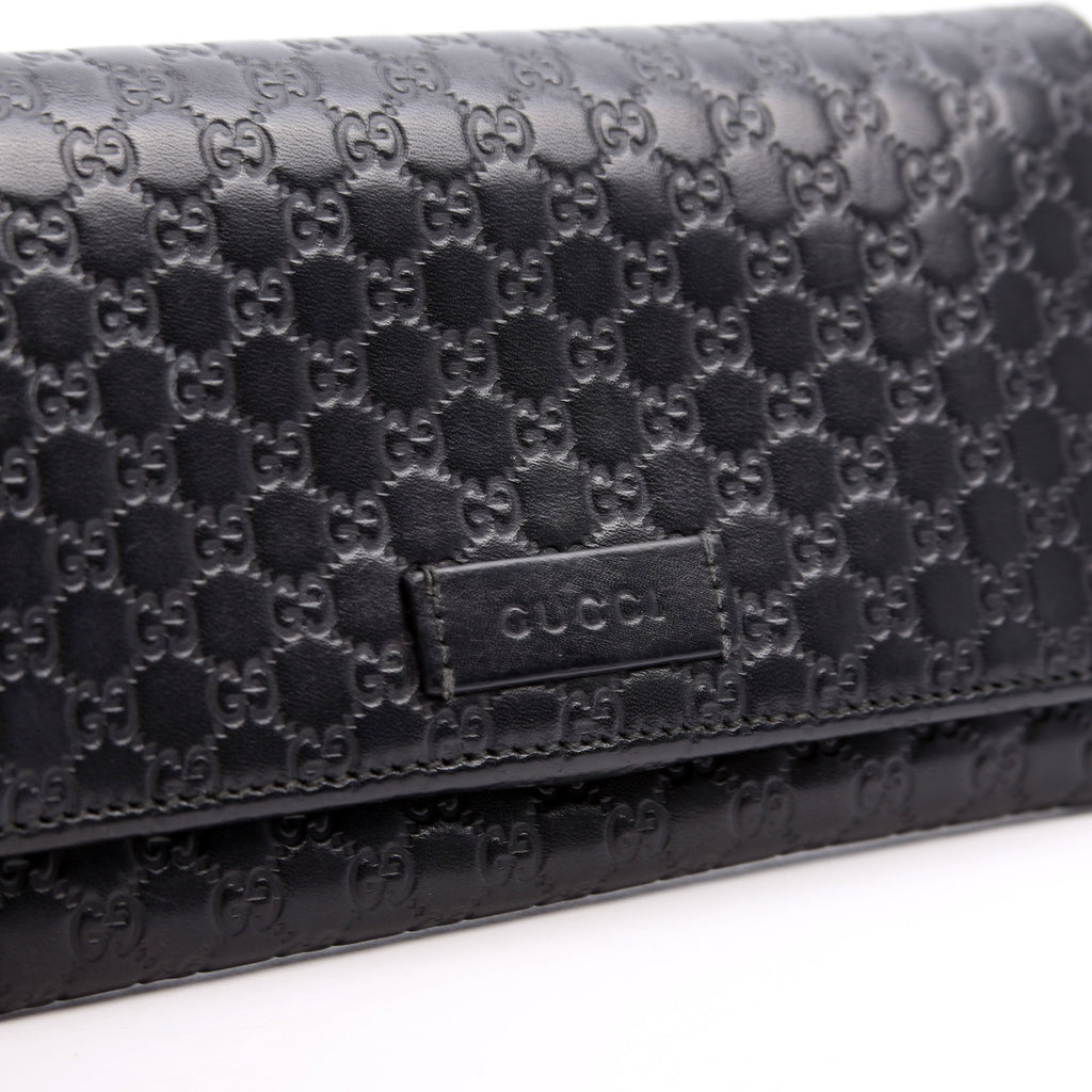 449396 Microguccissima Continental Flap Wallet Black
