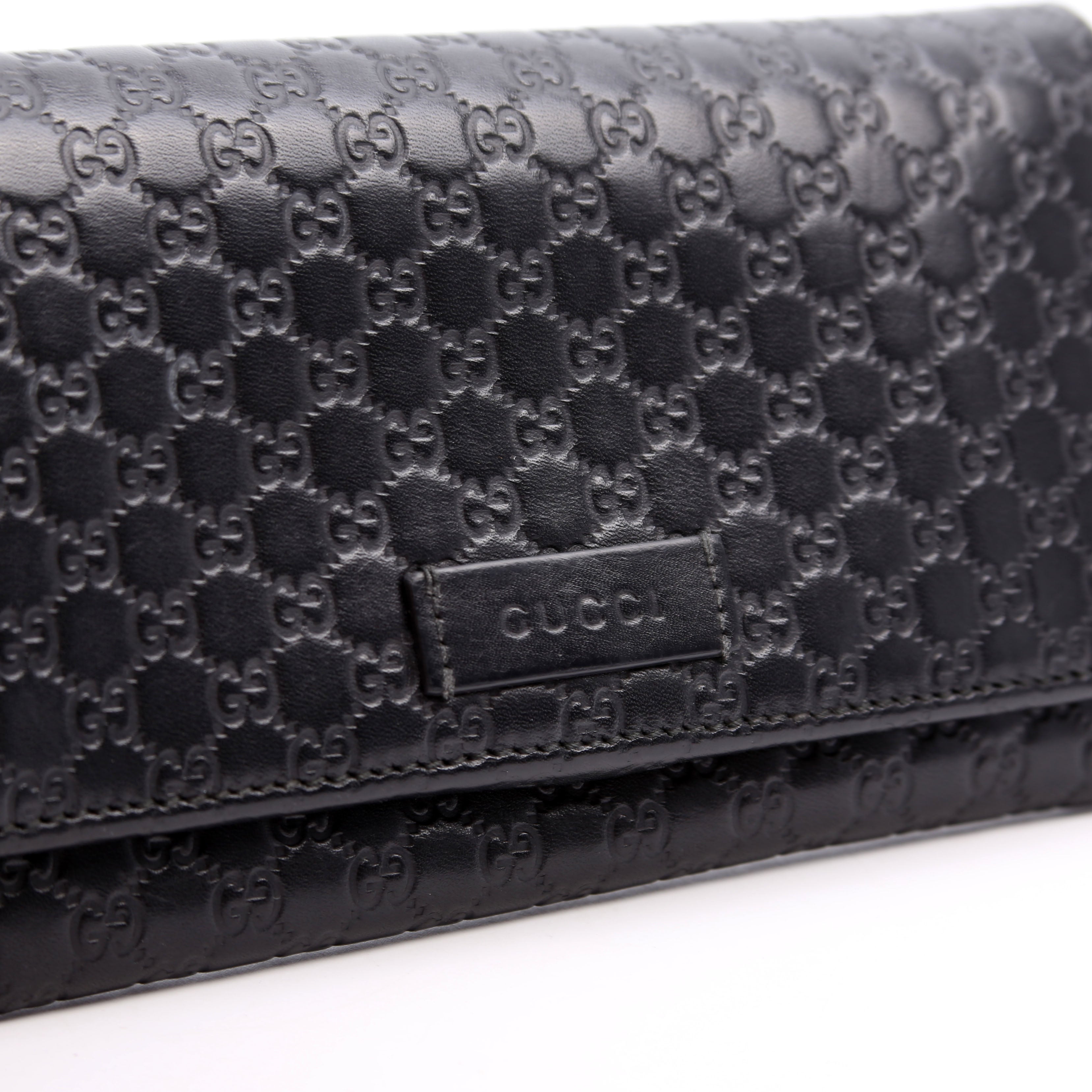 449396 Microguccissima Continental Flap Wallet Black