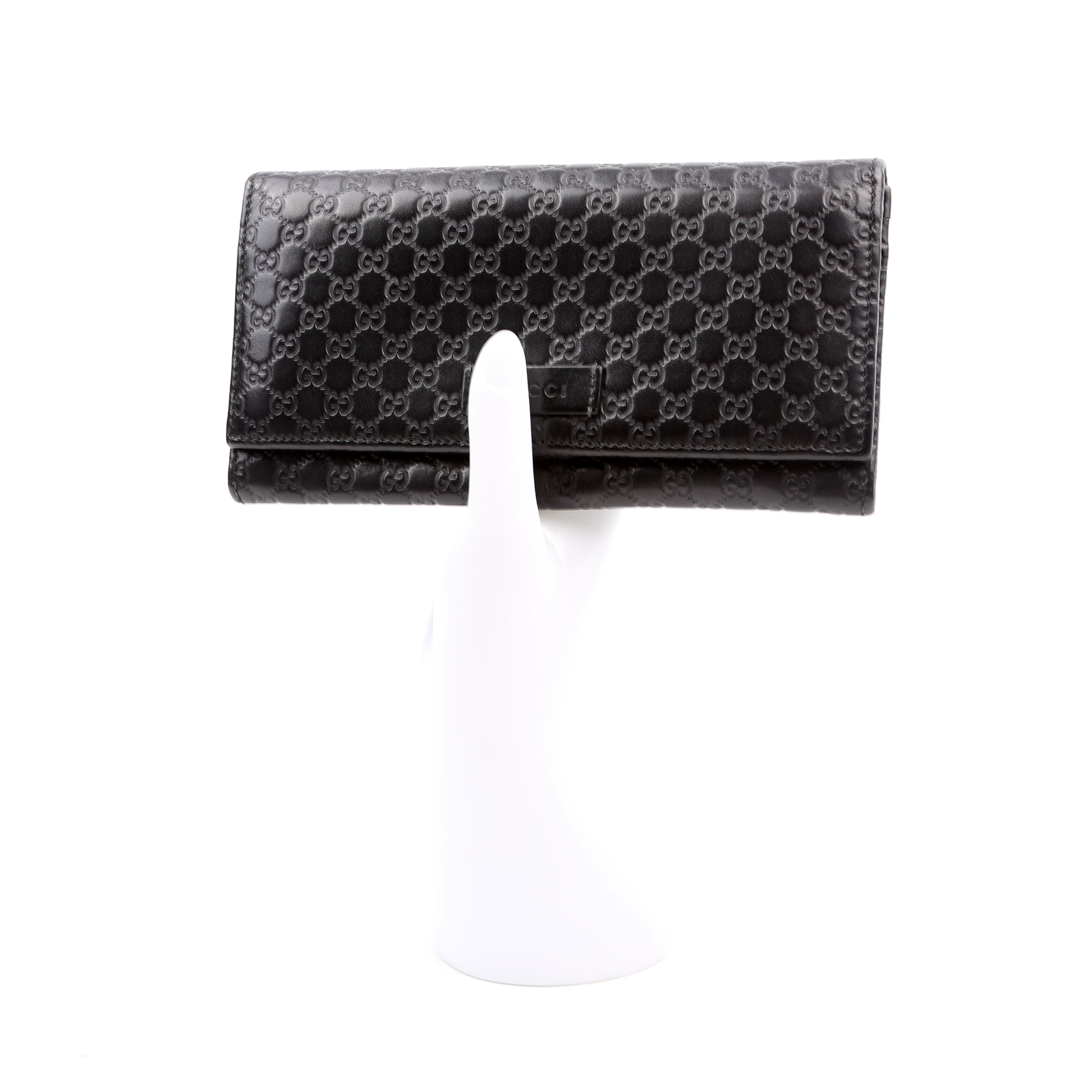 449396 Microguccissima Continental Flap Wallet Black