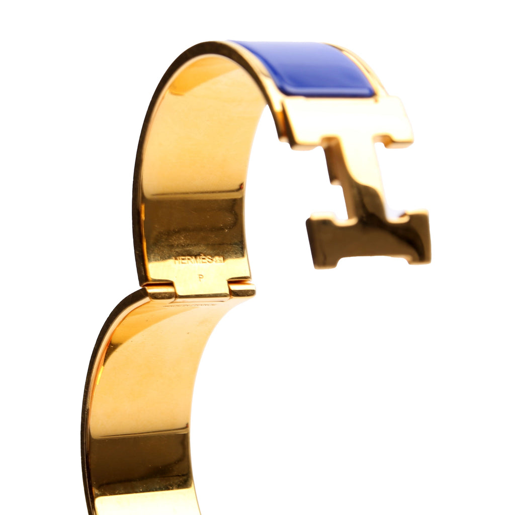 Hermes Clic Clac Wide PM Bracelet Gold/Blue