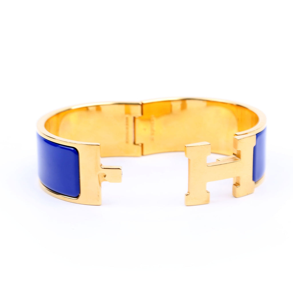 Hermes Clic Clac Wide PM Bracelet Gold/Blue