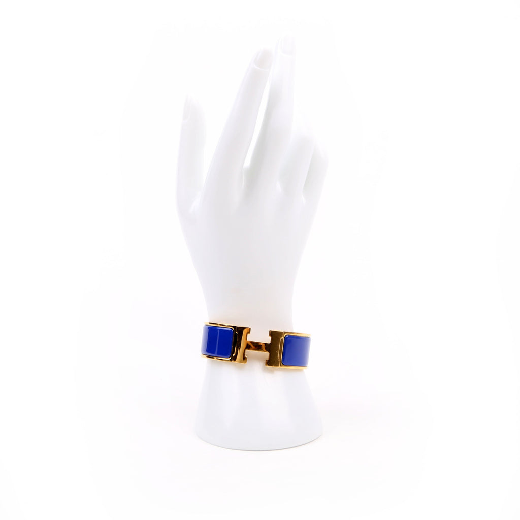 Hermes Clic Clac Wide PM Bracelet Gold/Blue