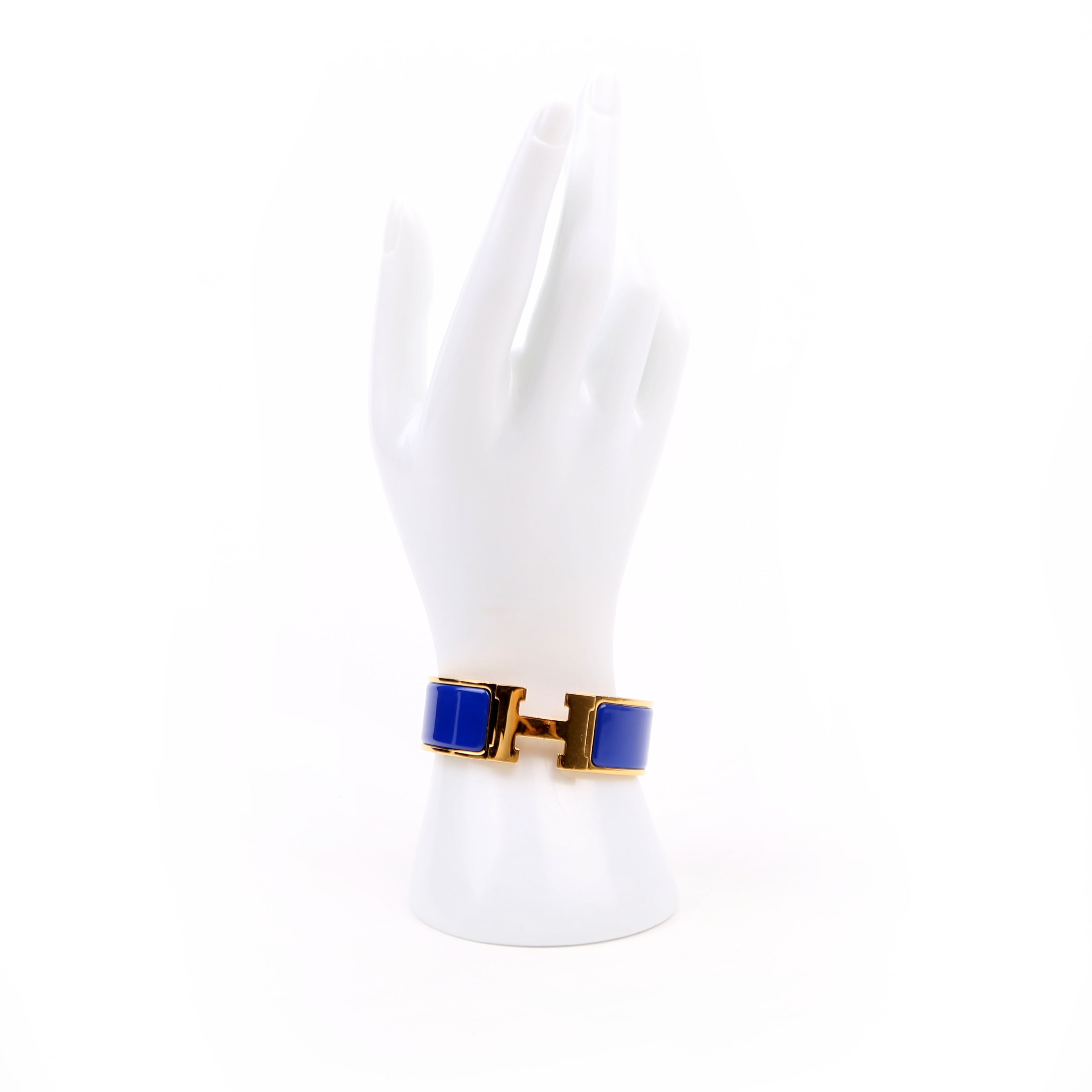 Hermes Clic Clac Wide PM Bracelet Gold/Blue