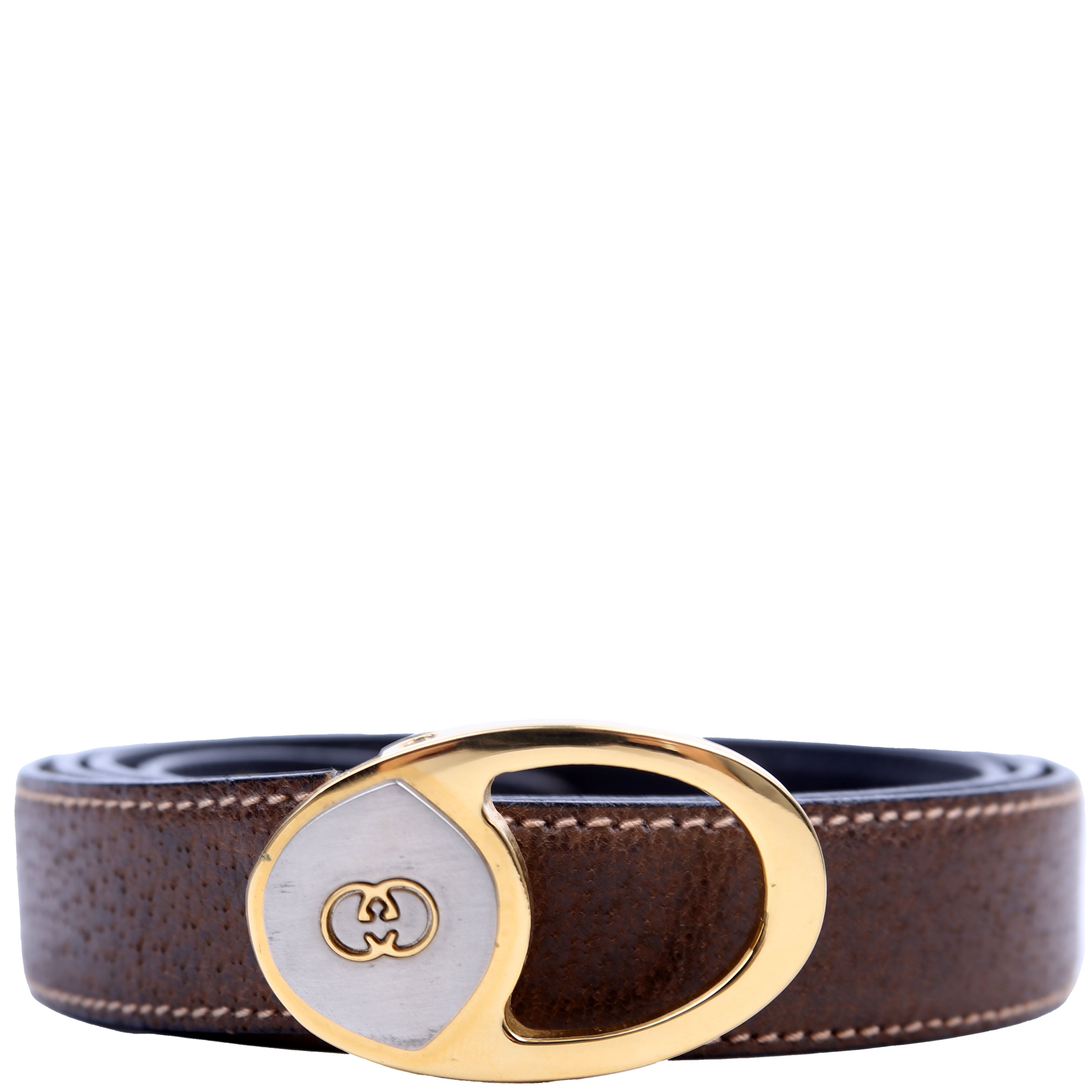 036.116 Interlocking G Oval Reversible Vintage Belt Size 100/40 Brown/Black